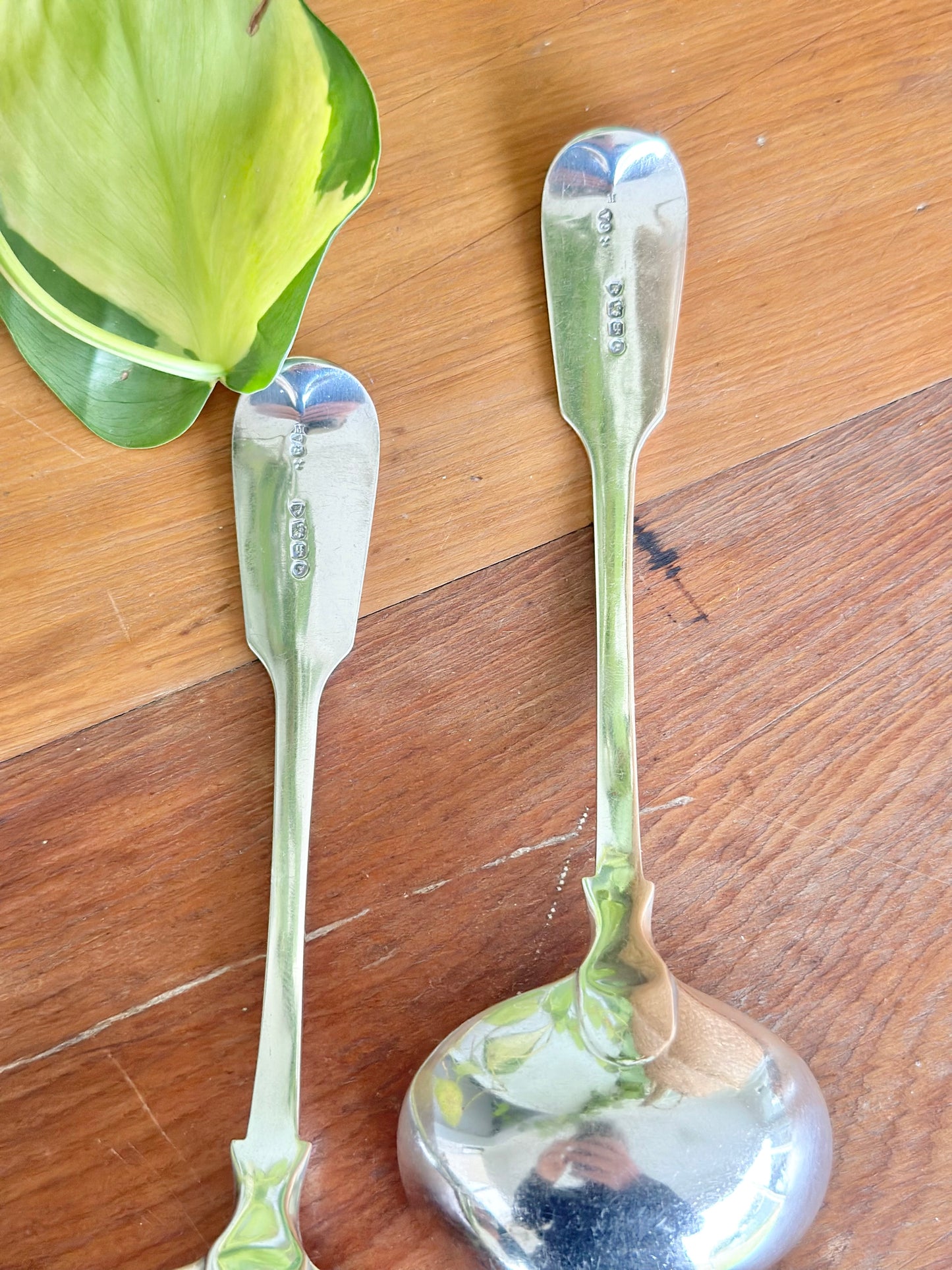 Hallmarked Sterling Silver Ladle Spoon Pair | Chawner & Co. 1871