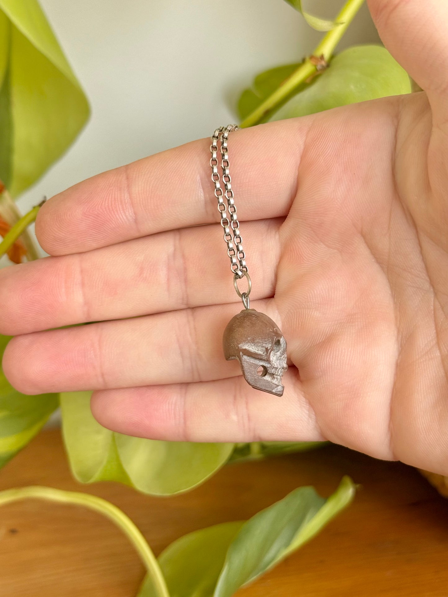 Antique Carved Stone Skull Pendant | Likely 1860’s Paris Exposition, Catacombs Souvenir, Memento Mori