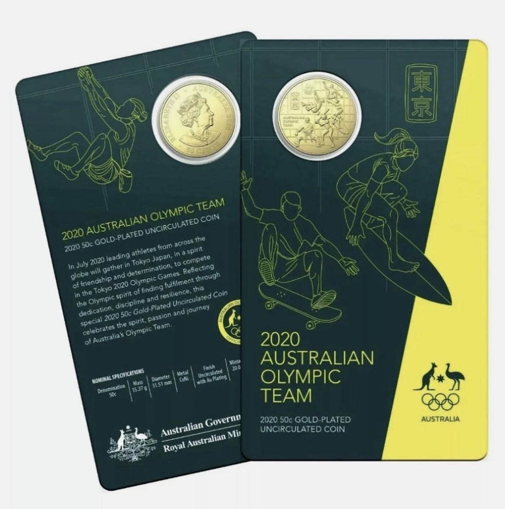 2020 Royal Australian Mint Paralympics Australia Tokyo $1 Coloured Uncirculated Coin on Card