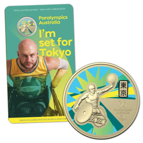 2020 Royal Australian Mint Australian Paralympic Team Tokyo $1 Coloured Uncirculated Coin on Card