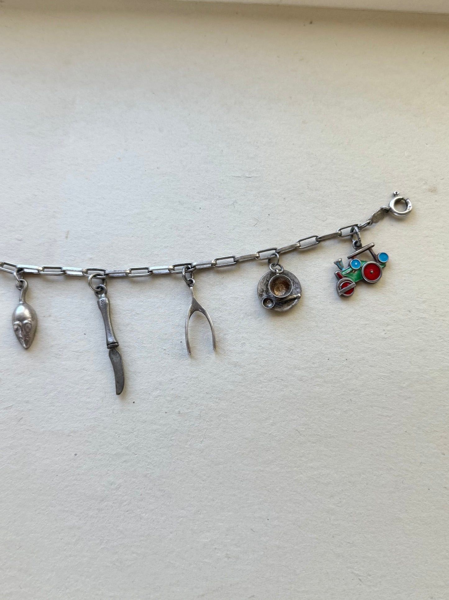 Sterling Silver Charm Bracelet Vintage | Unoaerre Italy