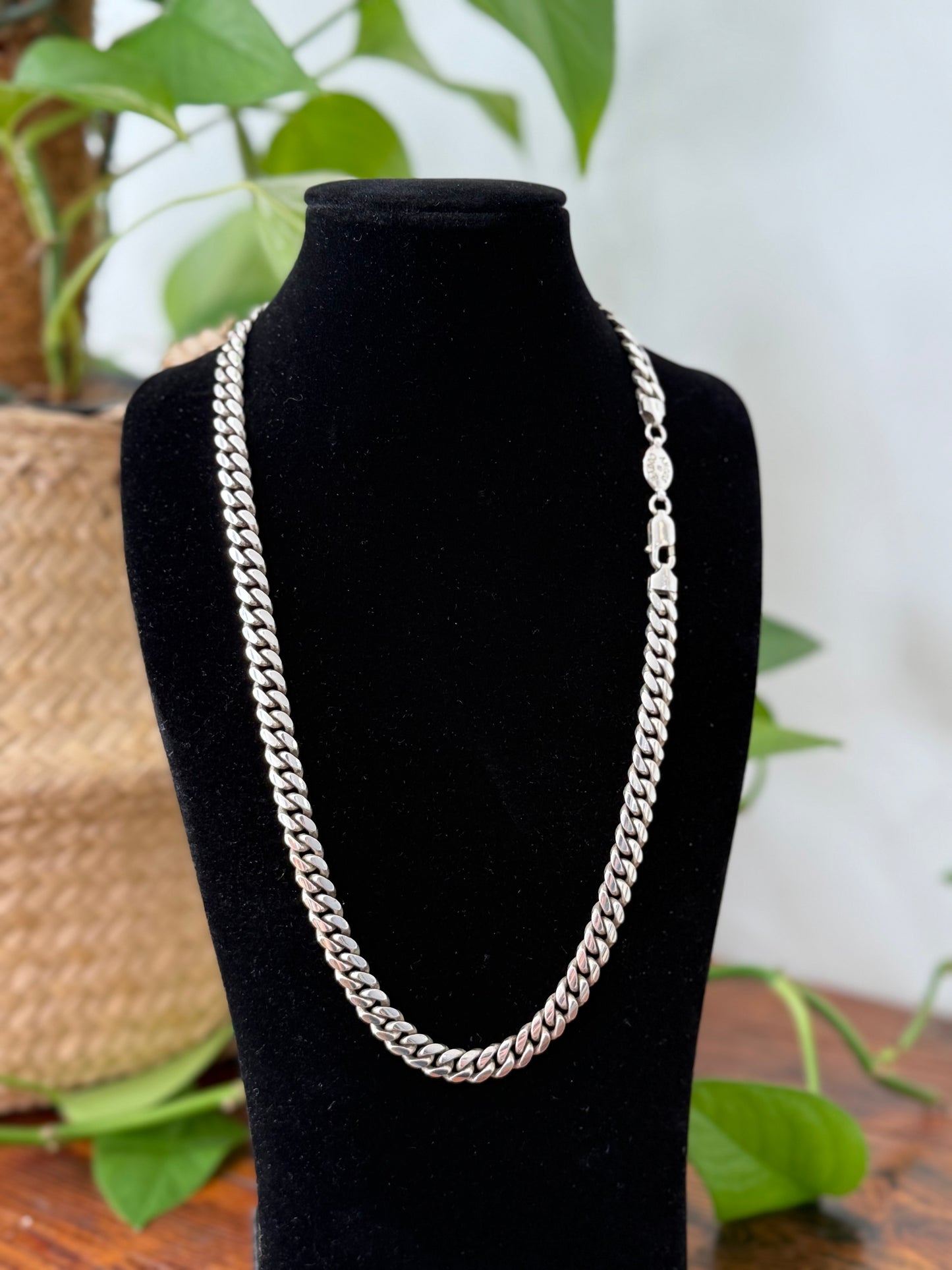 1950s Heavy Sterling Silver Curb Link Necklace | Angus & Coote, Made in Italy