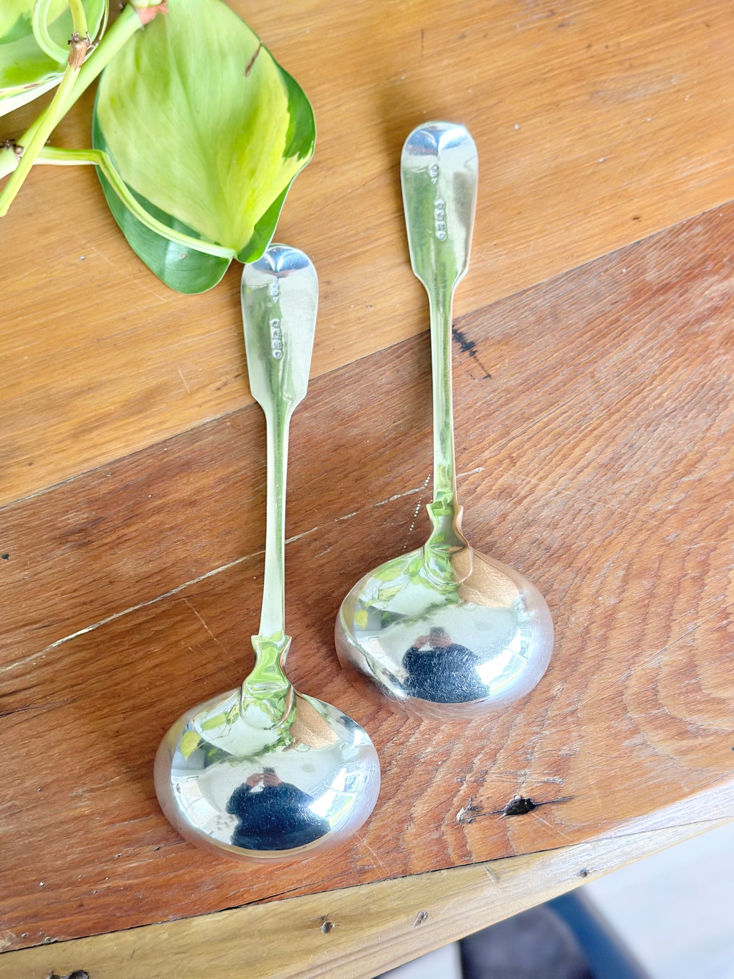 Hallmarked Sterling Silver Ladle Spoon Pair | Chawner & Co. 1871