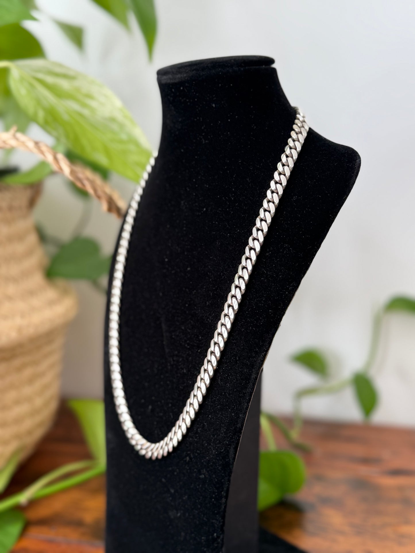 1950s Heavy Sterling Silver Curb Link Necklace | Angus & Coote, Made in Italy