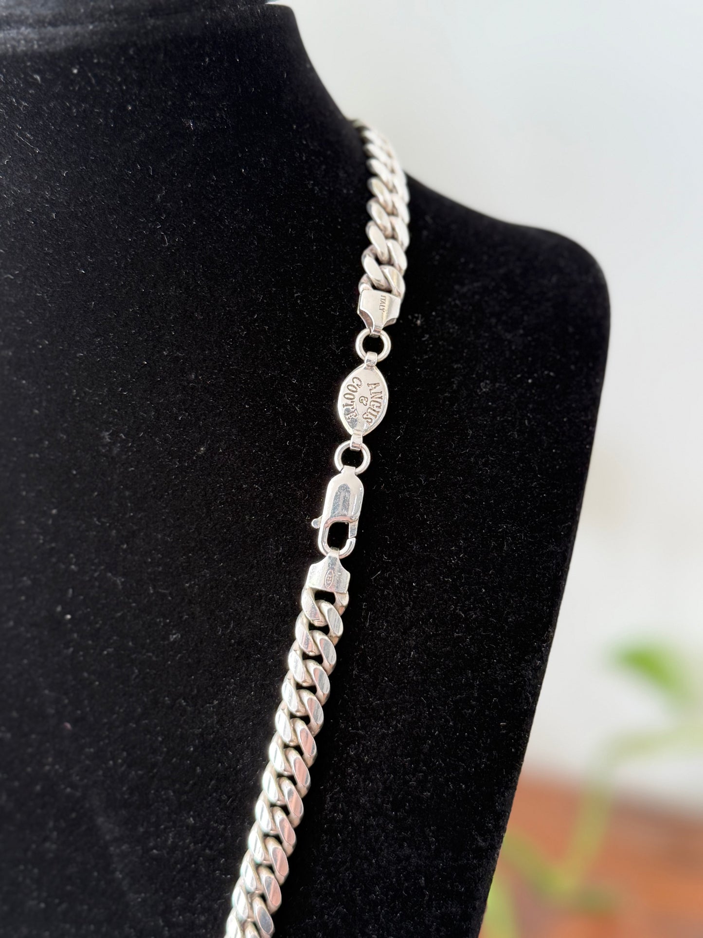 1950s Heavy Sterling Silver Curb Link Necklace | Angus & Coote, Made in Italy