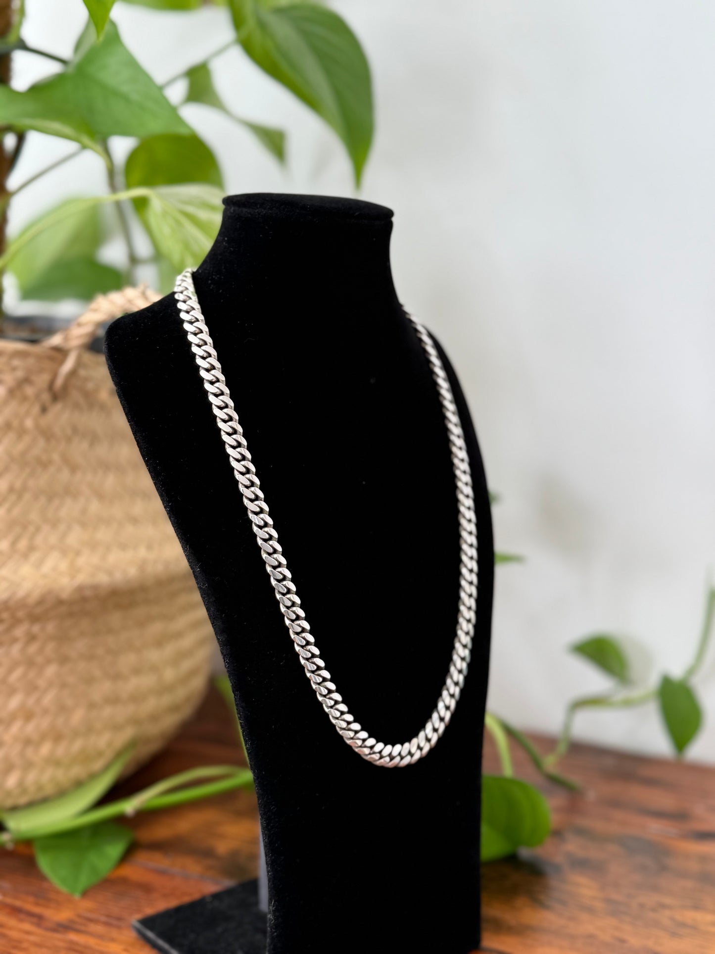 1950s Heavy Sterling Silver Curb Link Necklace | Angus & Coote, Made in Italy