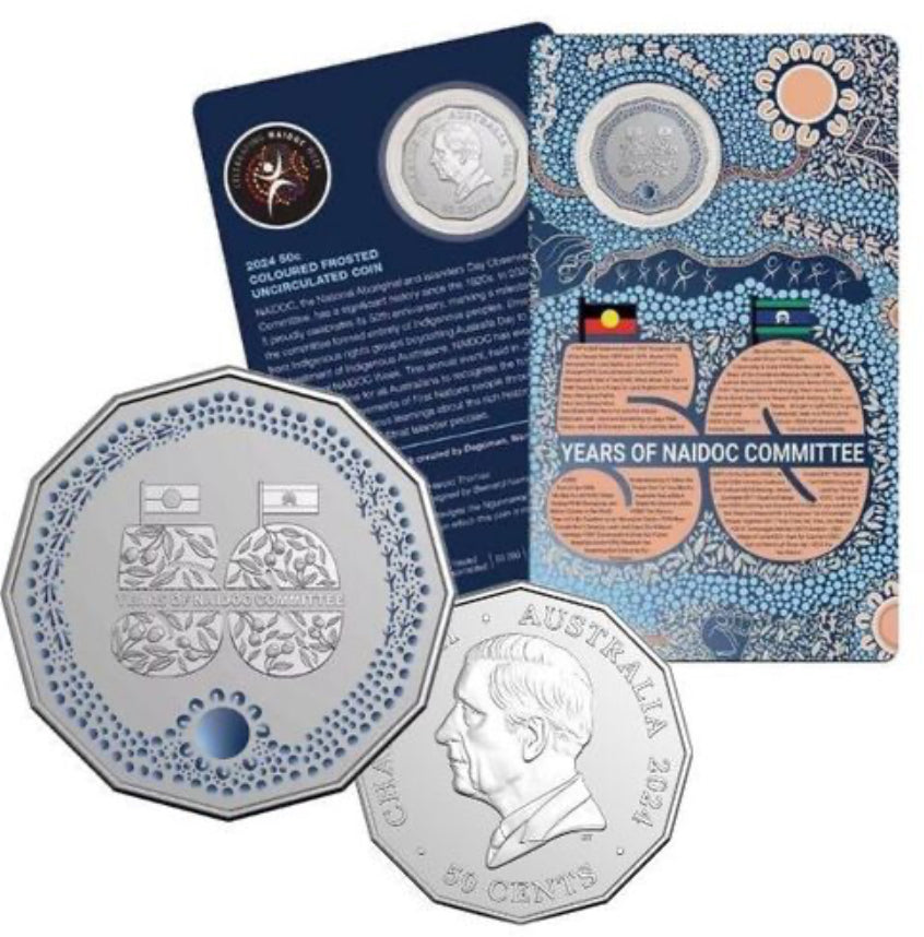 2024 50 Years of NAIDOC Coloured 50 Cent Coin on Card | Royal Australian Mint