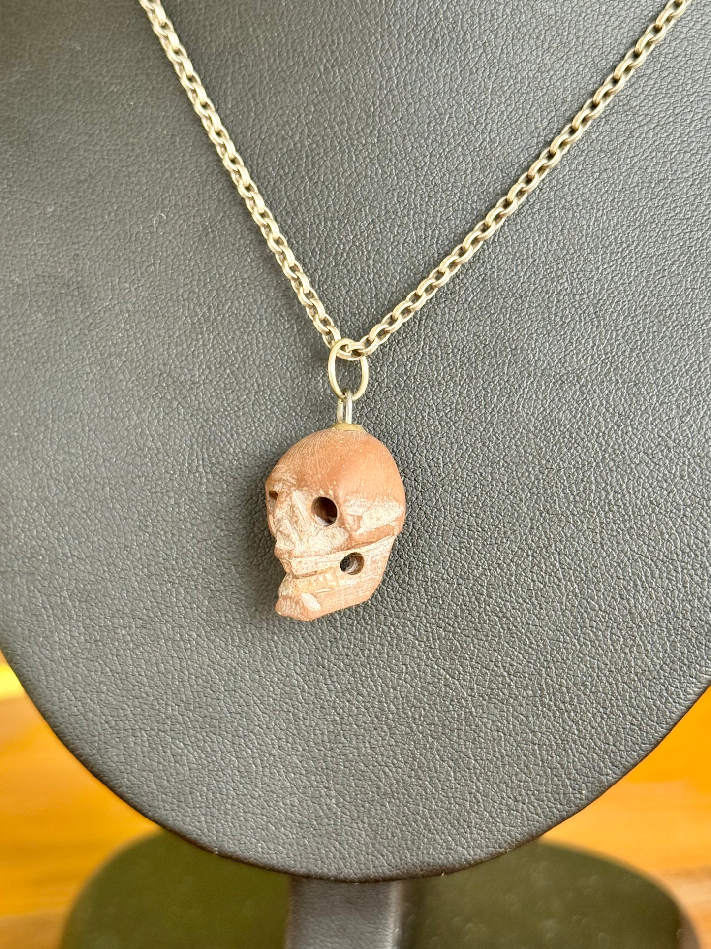 Antique Carved Stone Skull Pendant | Likely 1860’s Paris Exposition, Catacombs Souvenir, Memento Mori