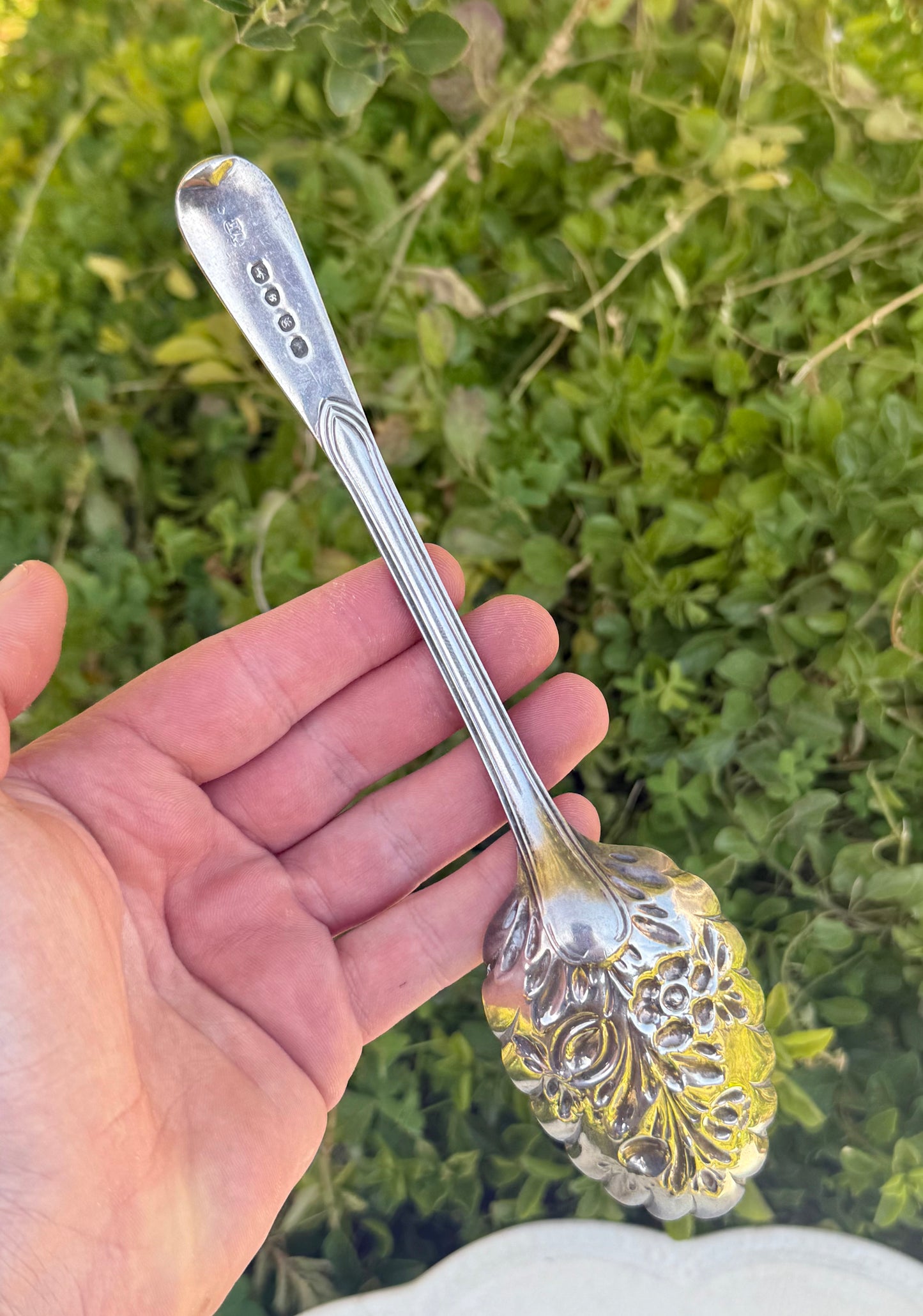 Pair of Ornate Victorian Sterling Silver Berry Spoons | London 1842 by William Eaton