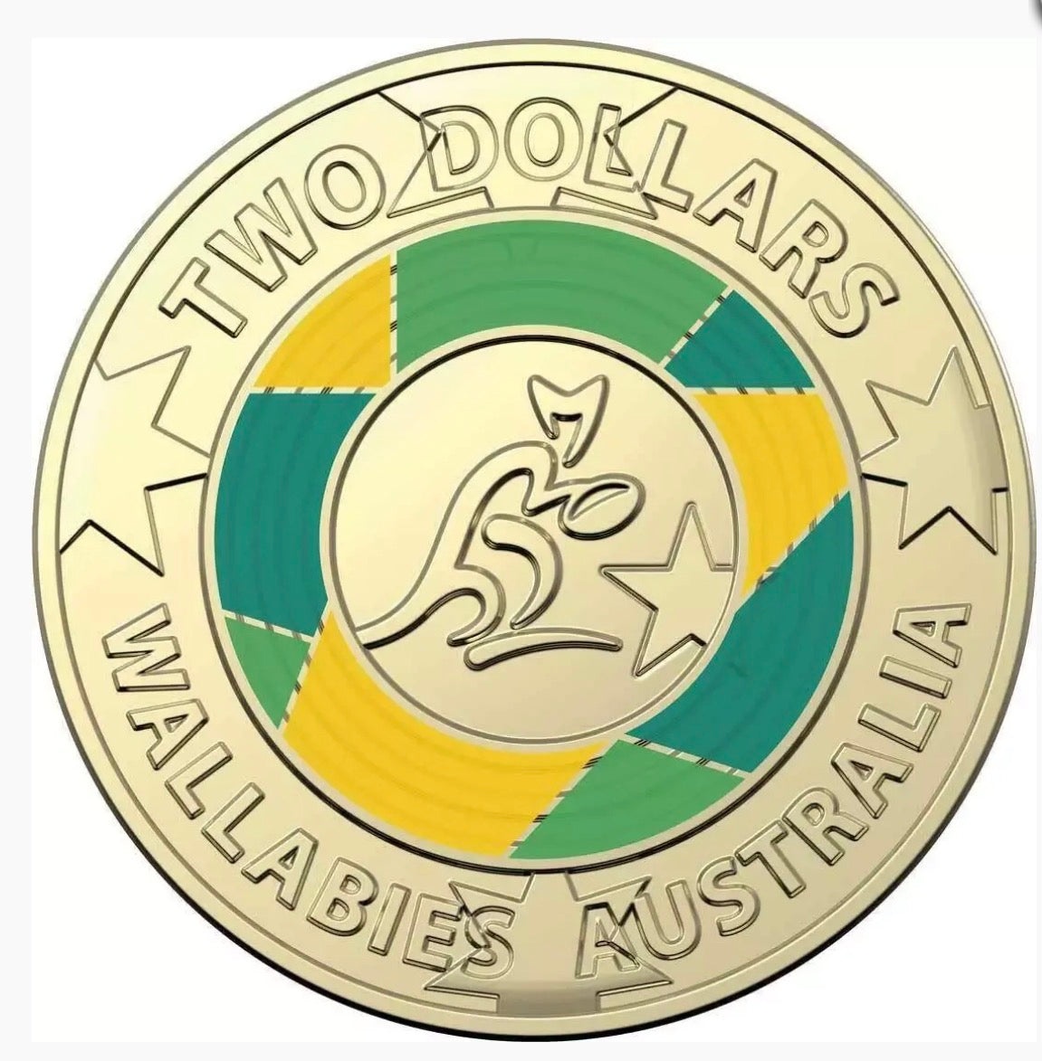 2019 Wallabies Coloured $2 Coin in Royal Australian Mint Folder