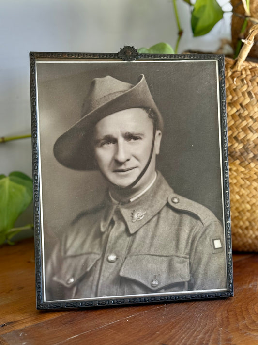 WW2 Australian Military Sweetheart Frame | Rising Sun Motif | Soldier Photo | Rare Collectable