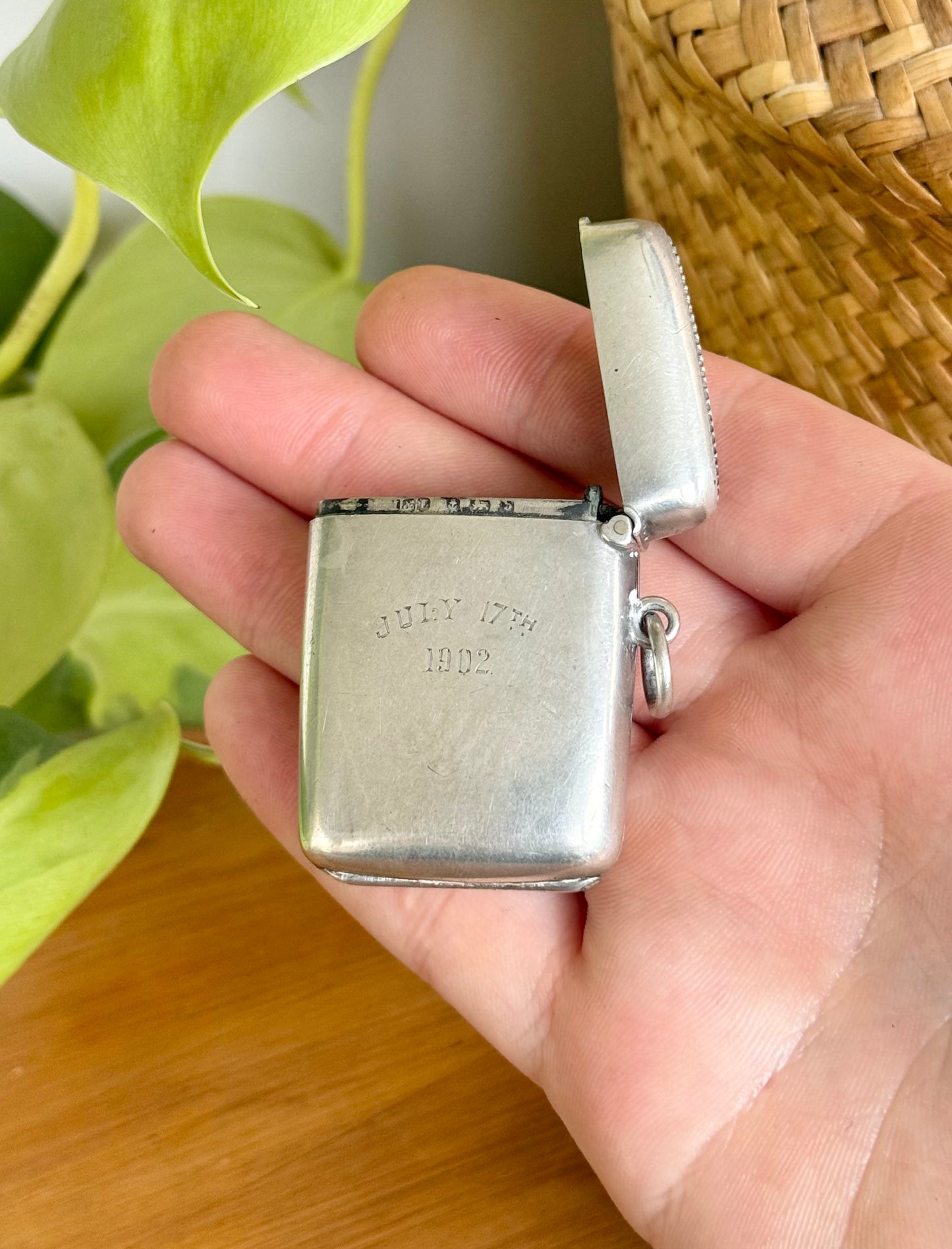 Edwardian Hallmarked Silver Hidden Photo Frame Vesta Case | Birmingham 1901