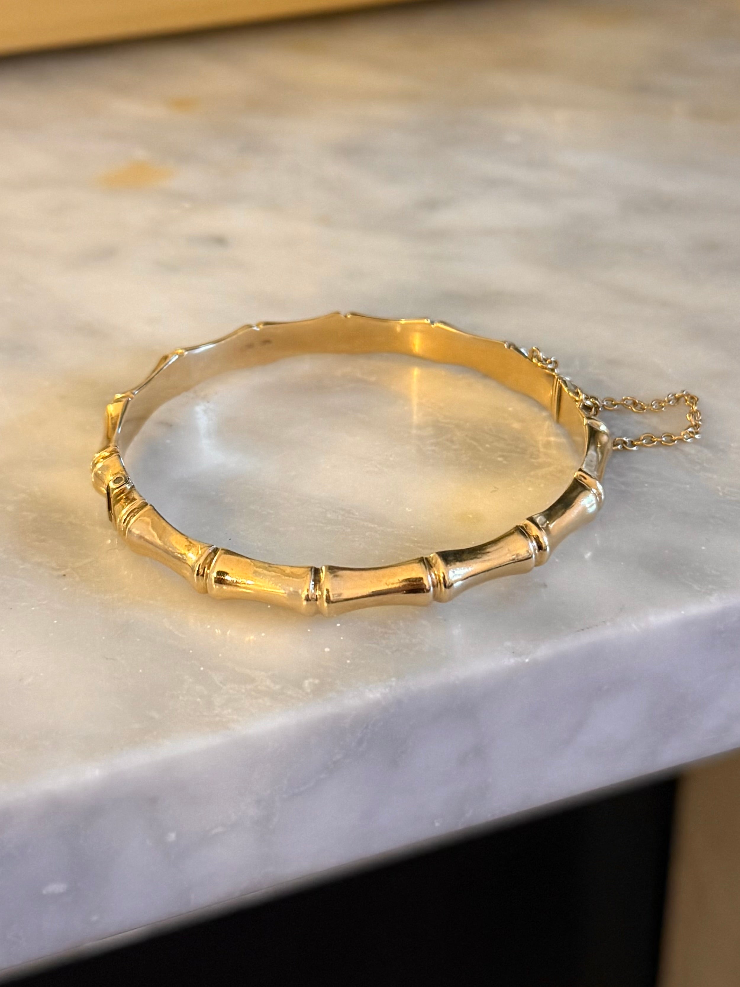 Vintage 9ct Gold Bamboo Bangle Bracelet, Australian – Lion and