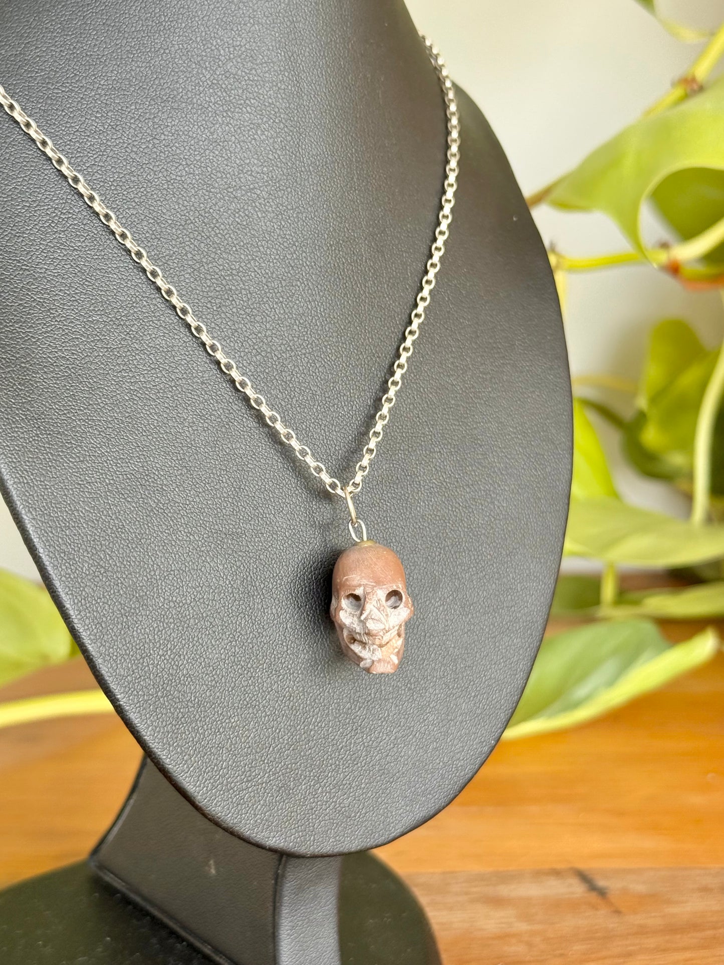 Antique Carved Stone Skull Pendant | Likely 1860’s Paris Exposition, Catacombs Souvenir, Memento Mori