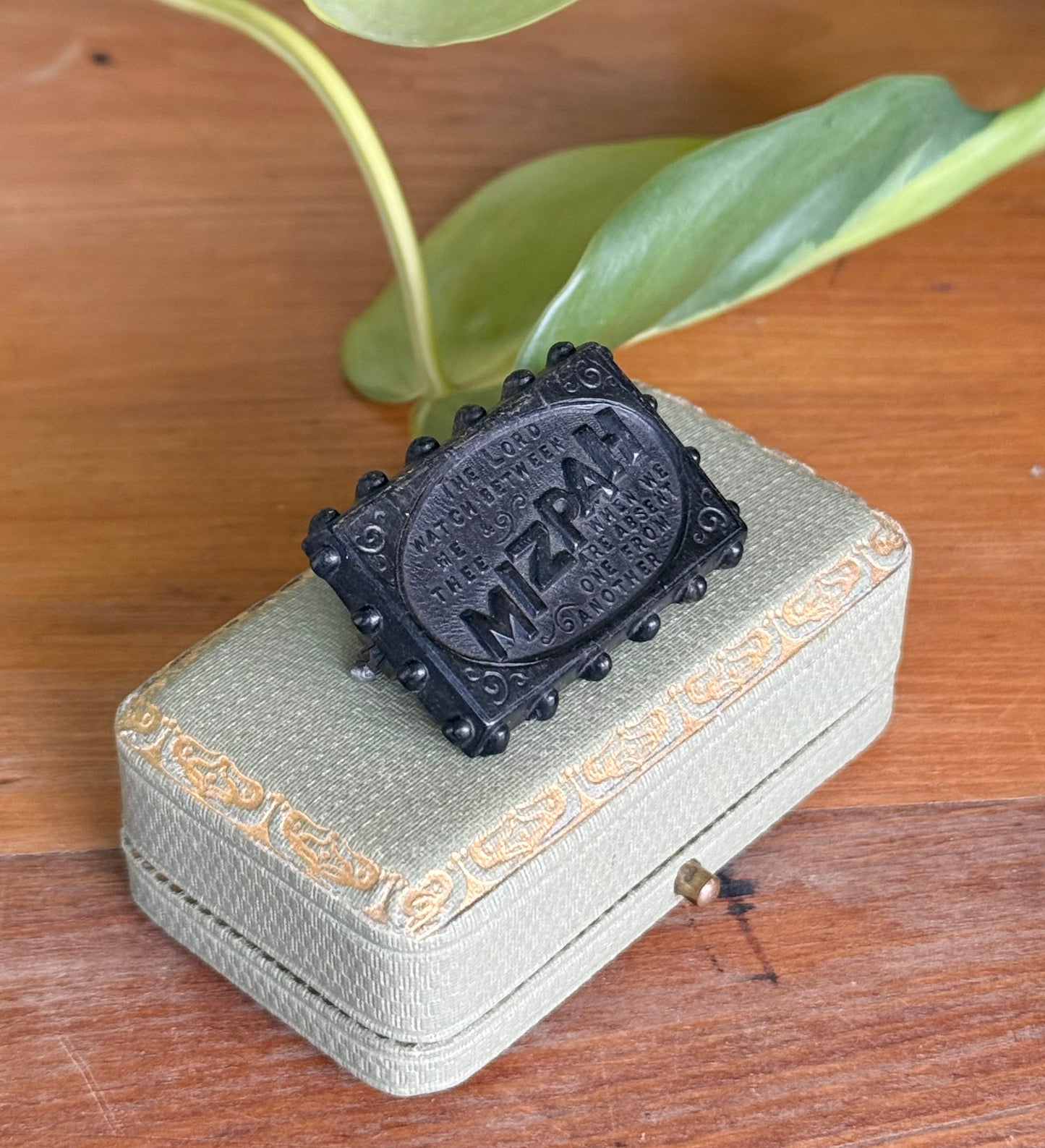 Victorian Whitby Jet Mizpah Brooch | Rare Sentimental Keepsake