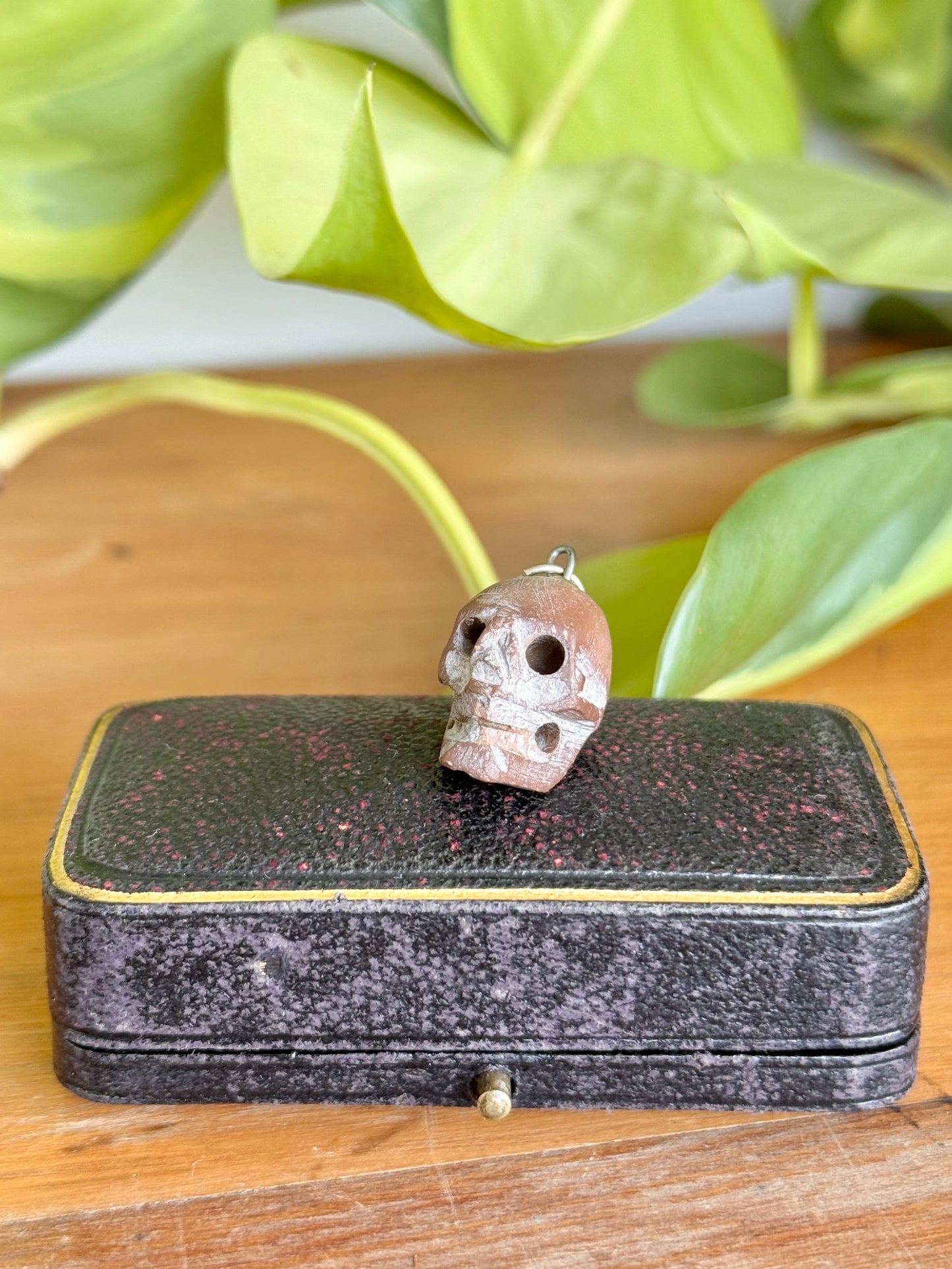 Antique Carved Stone Skull Pendant | Likely 1860’s Paris Exposition, Catacombs Souvenir, Memento Mori