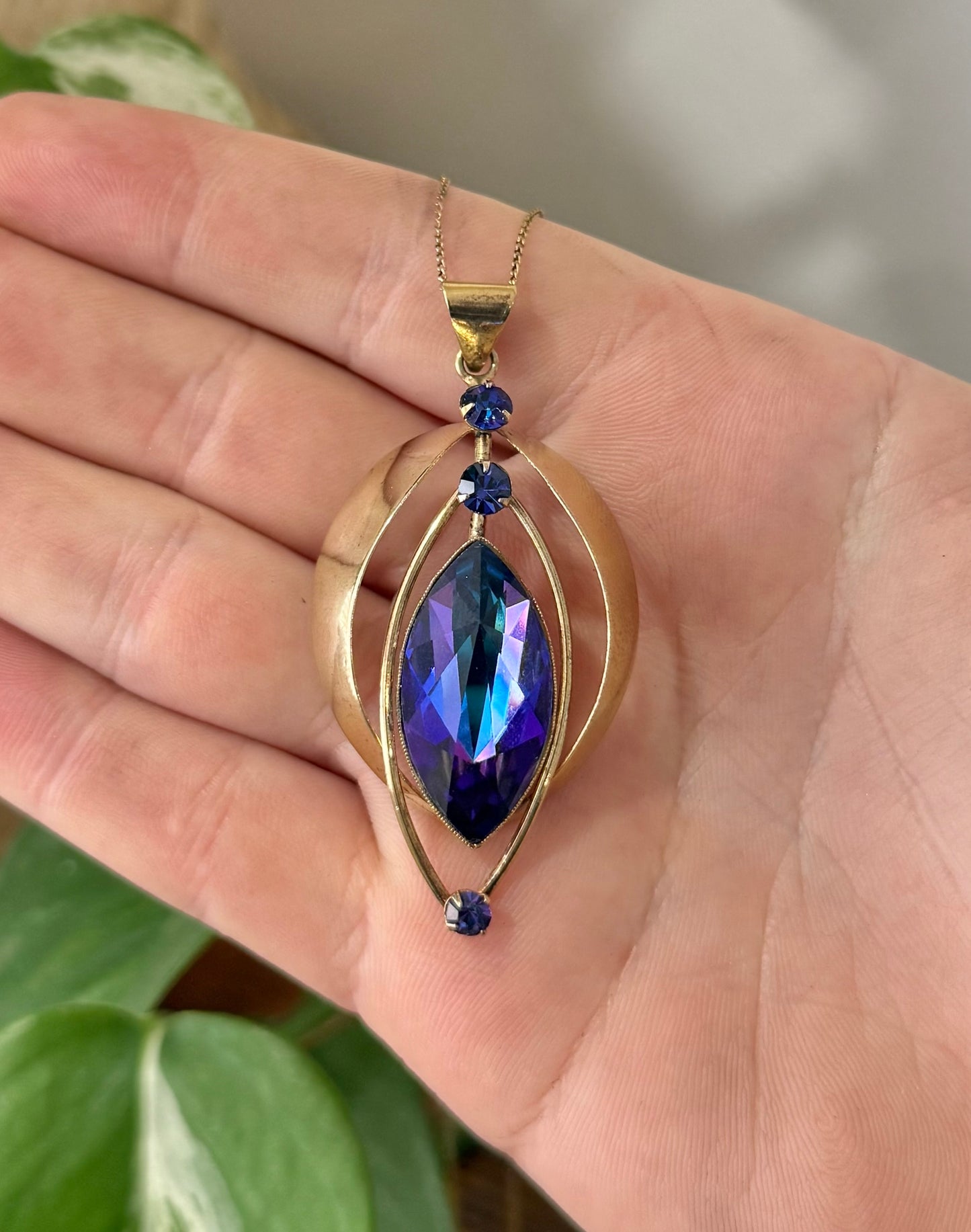 Donald Simpson Sterling Silver Pendant | Original Case | 4 Blue Stones | Rare Vintage