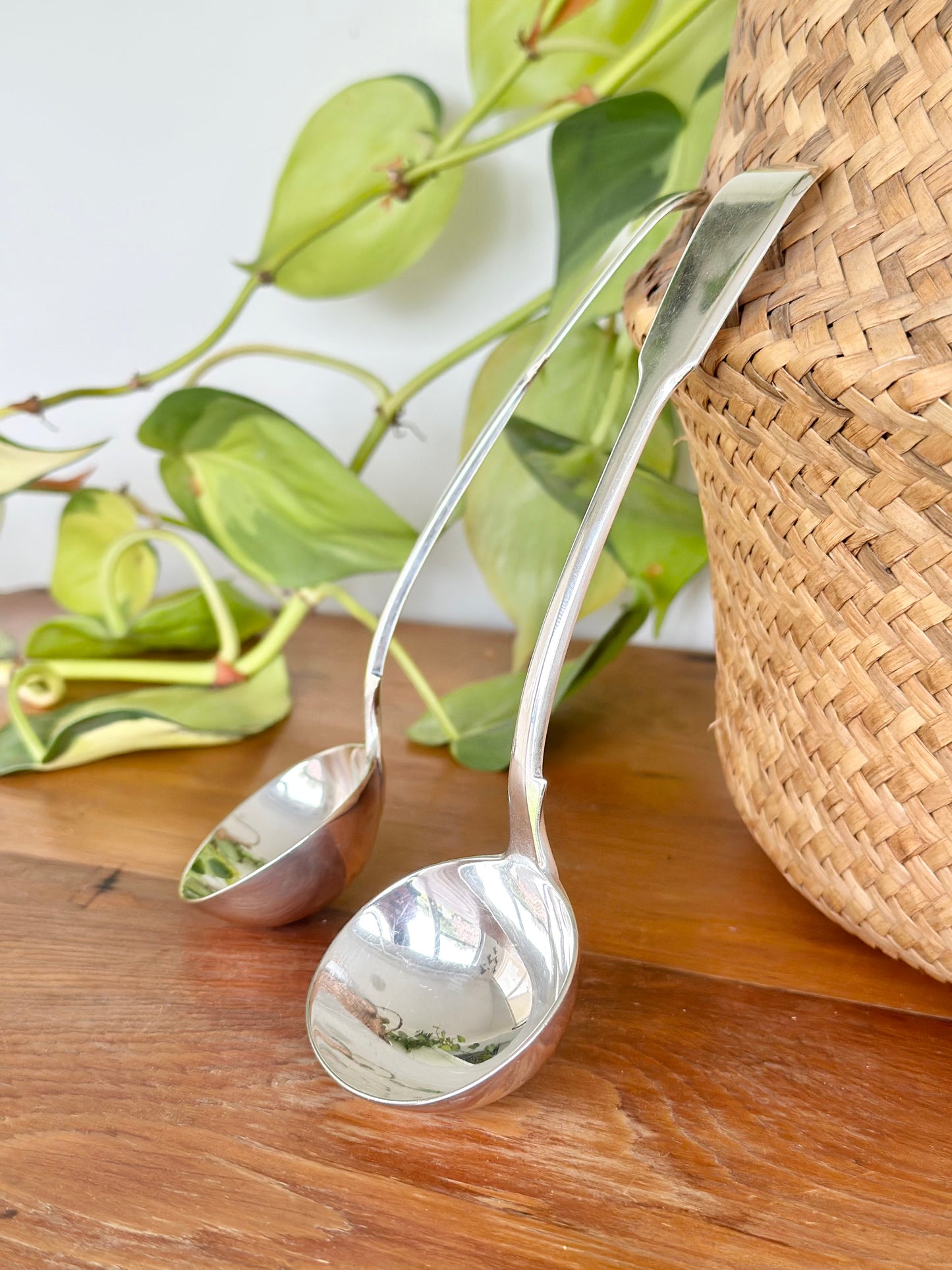 Hallmarked Sterling Silver Ladle Spoon Pair | Chawner & Co. 1871