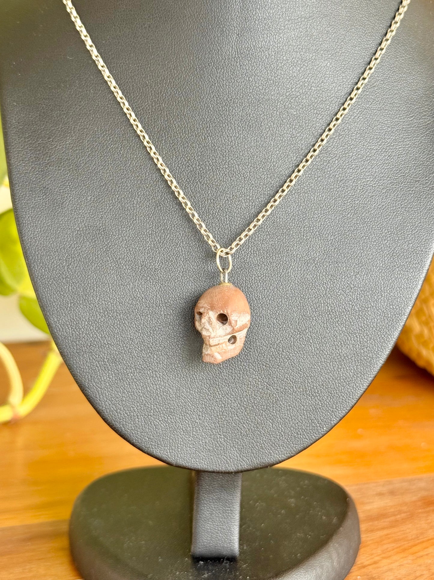 Antique Carved Stone Skull Pendant | Likely 1860’s Paris Exposition, Catacombs Souvenir, Memento Mori