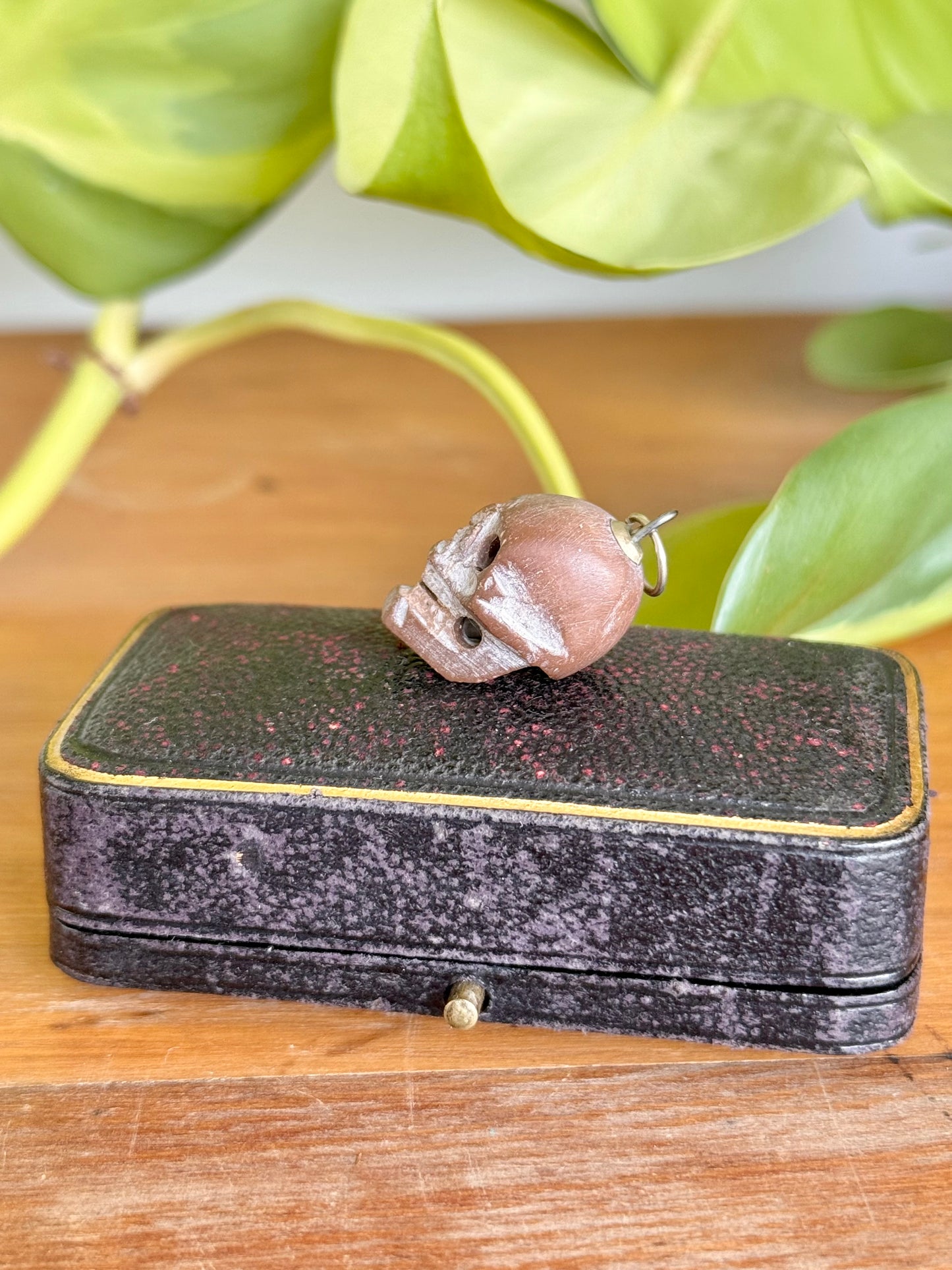 Antique Carved Stone Skull Pendant | Likely 1860’s Paris Exposition, Catacombs Souvenir, Memento Mori