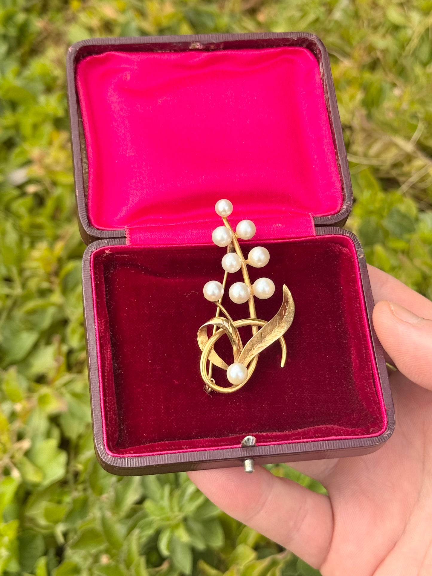 Akoya Pearl Spray Brooch 14ct Yellow Gold | Late 20th Century