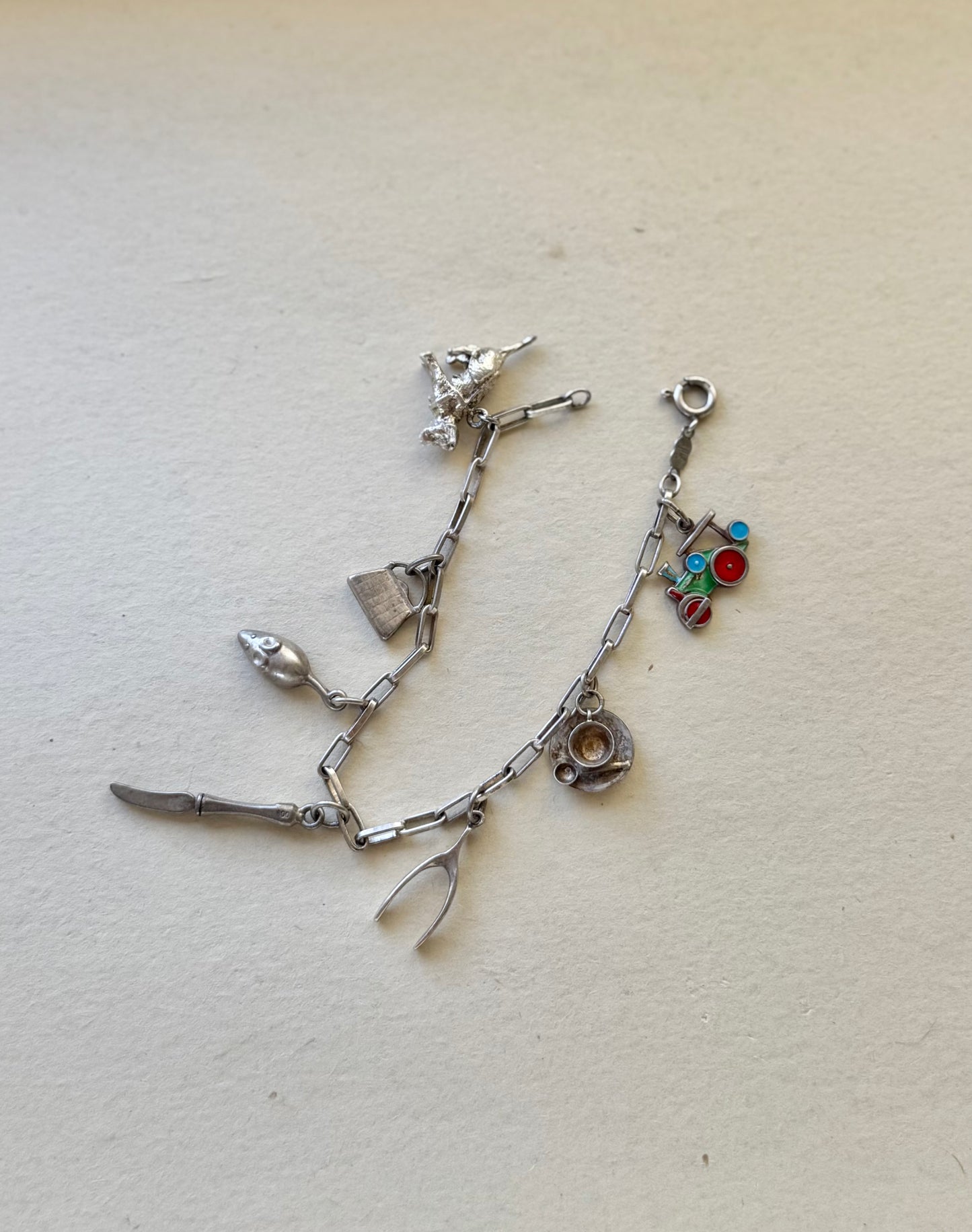 Sterling Silver Charm Bracelet Vintage | Unoaerre Italy