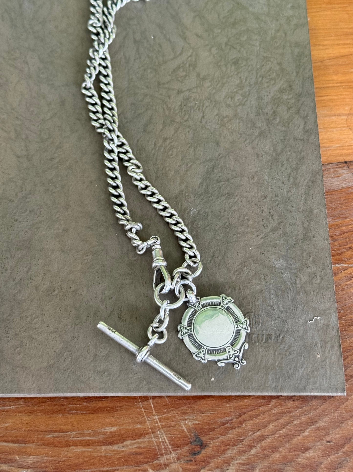 English Sterling Silver Fob Chain with Medal – Circa 1900s, Fully Hallmarked