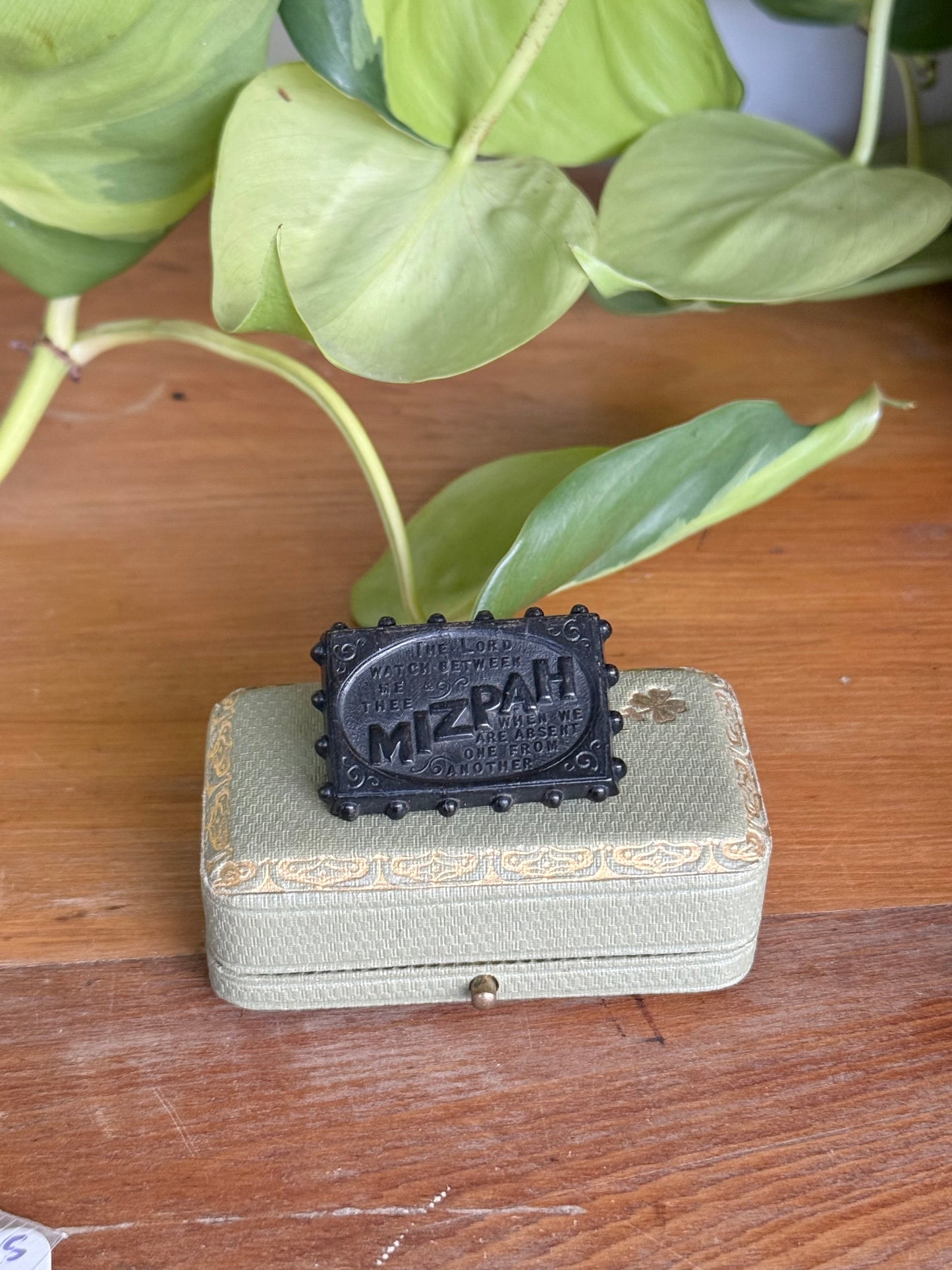 Victorian Whitby Jet Mizpah Brooch | Rare Sentimental Keepsake