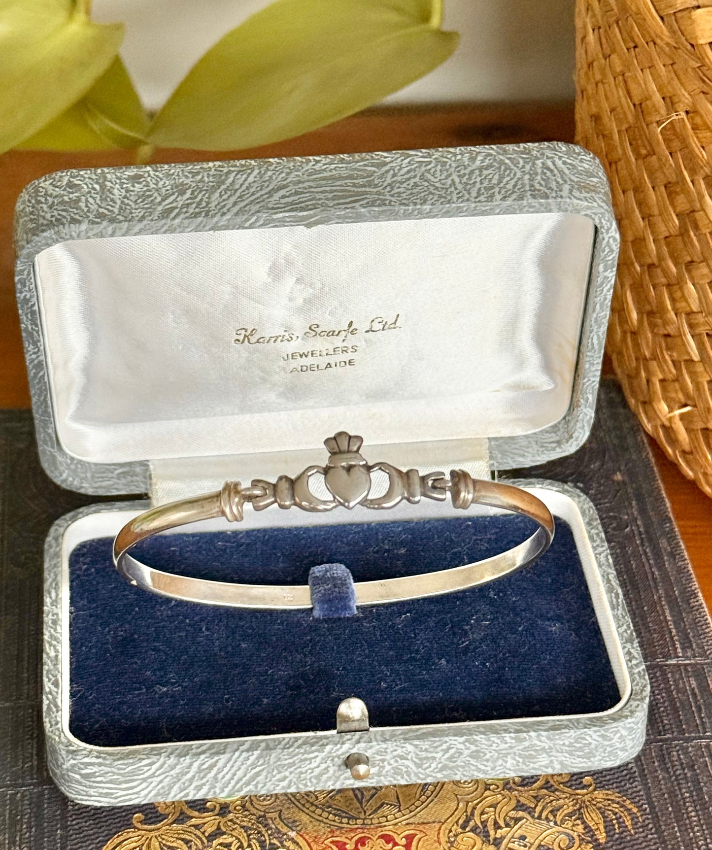 Irish Claddagh Sterling Silver Bangle | Late 20th Century