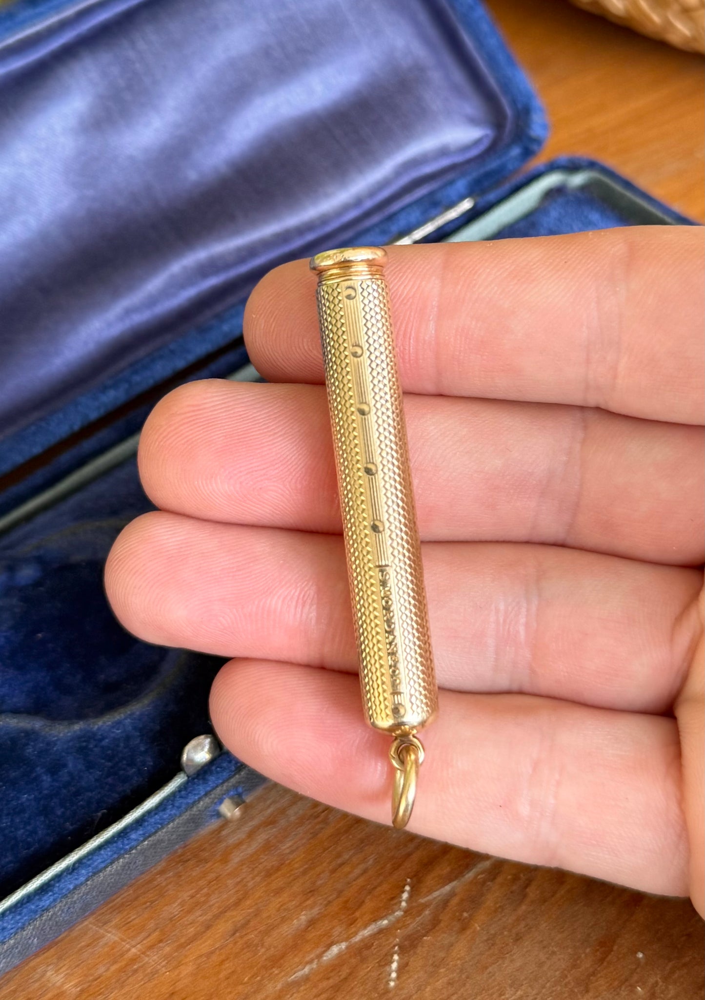 15ct Gold Retractable Dip Pen & Pencil Combination by Sampson Mordan & Co | Intricate Machine Engraving c.1900s