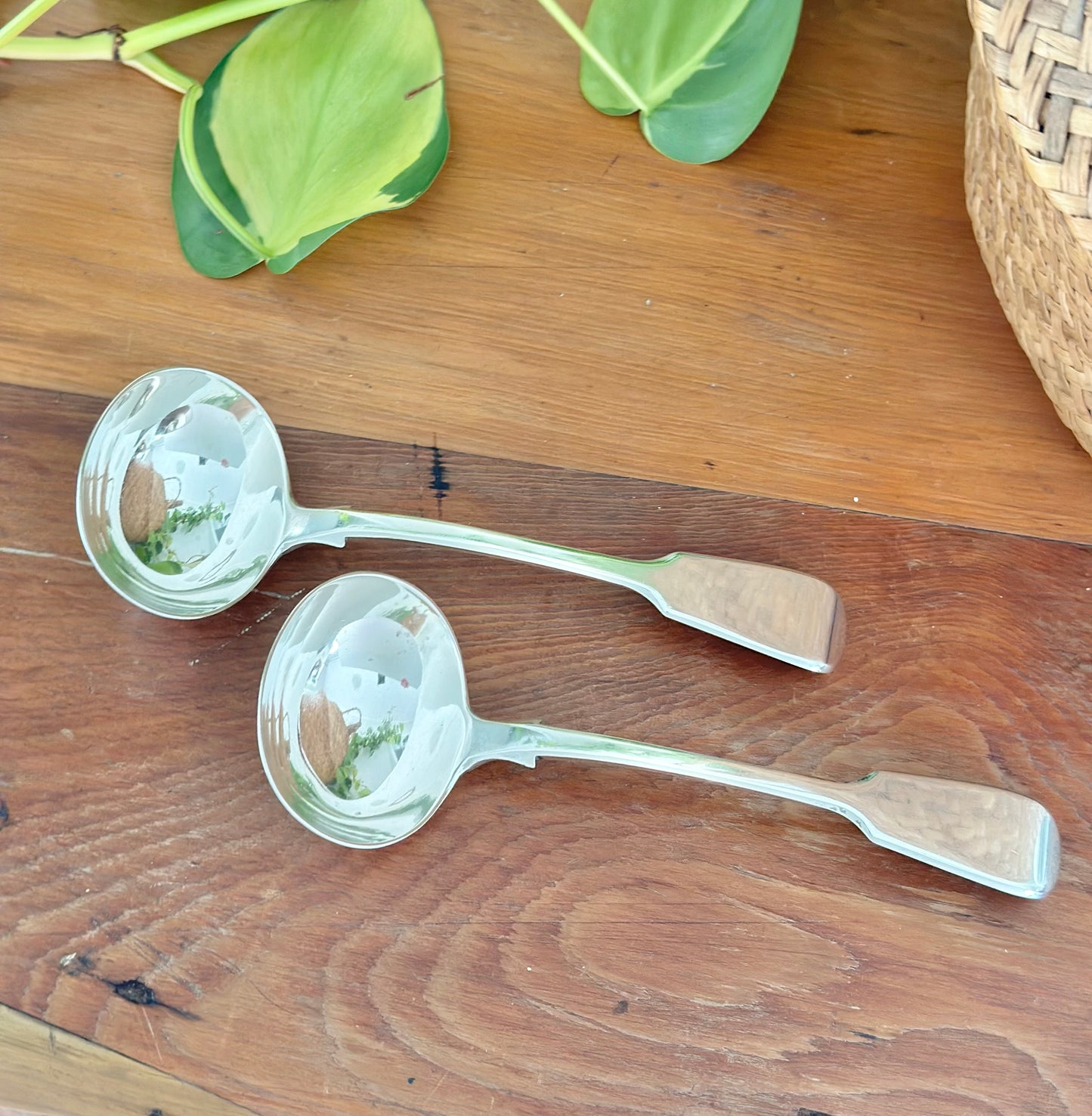 Hallmarked Sterling Silver Ladle Spoon Pair | Chawner & Co. 1871
