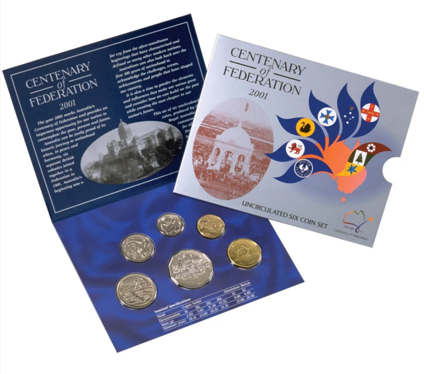 2001 Royal Australian Mint Uncirculated Six Coin Set – Centenary of Federation