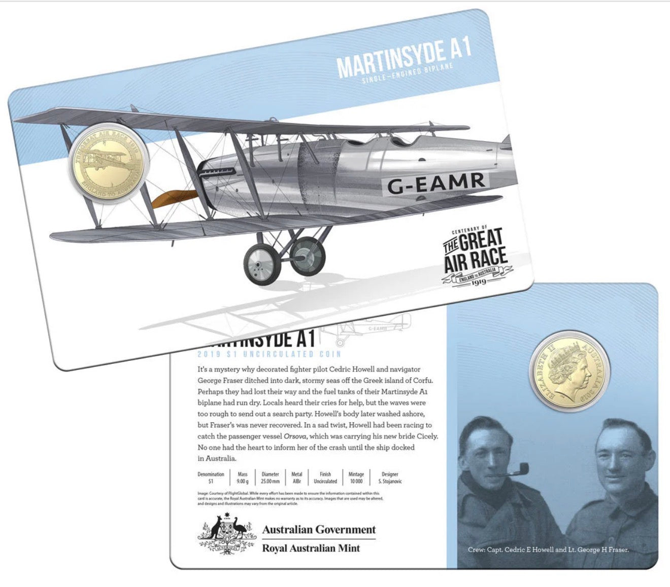 2019 England to Australia Great Air Race Eight-Coin Set