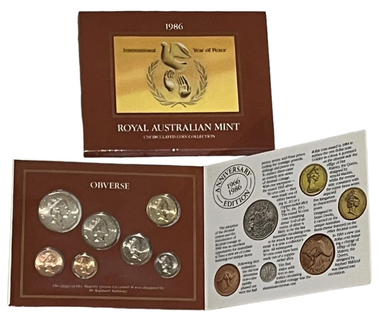 1986 Royal Australian Mint Uncirculated Coin Collection – International Year of Peace