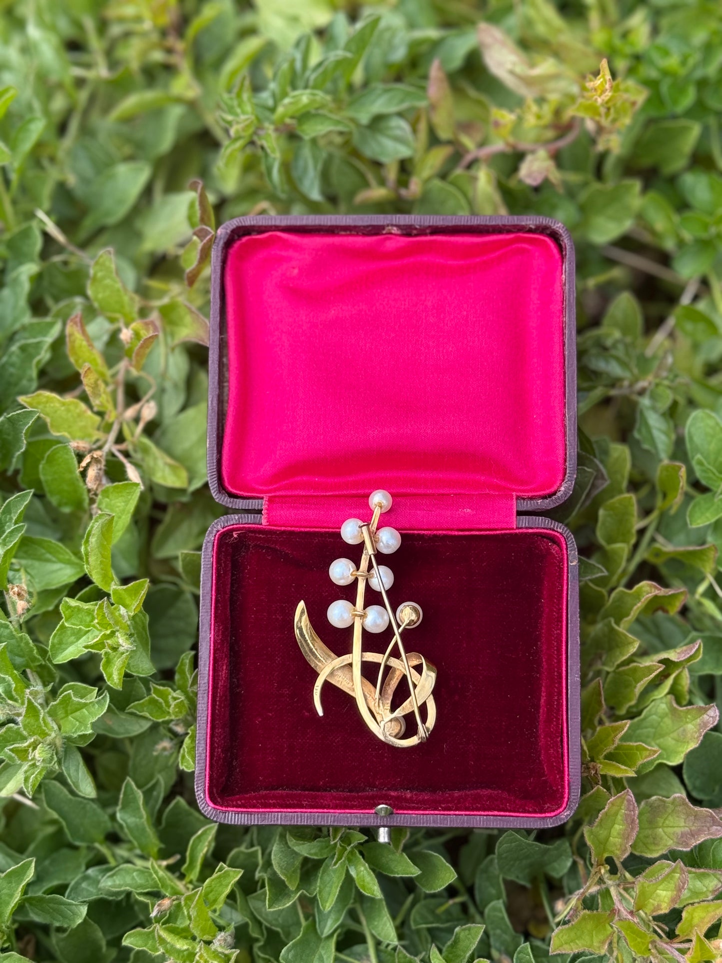 Akoya Pearl Spray Brooch 14ct Yellow Gold | Late 20th Century