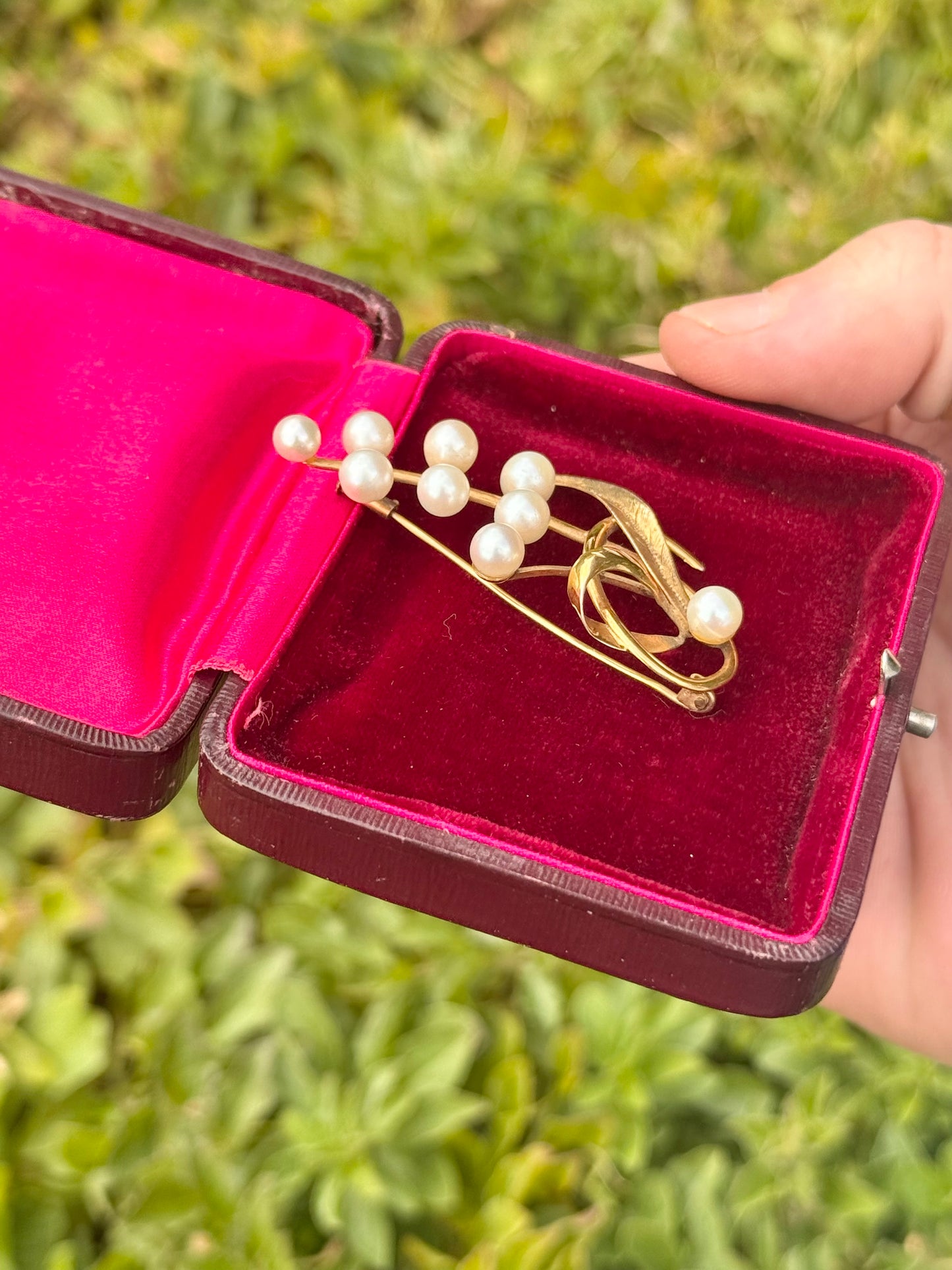 Akoya Pearl Spray Brooch 14ct Yellow Gold | Late 20th Century