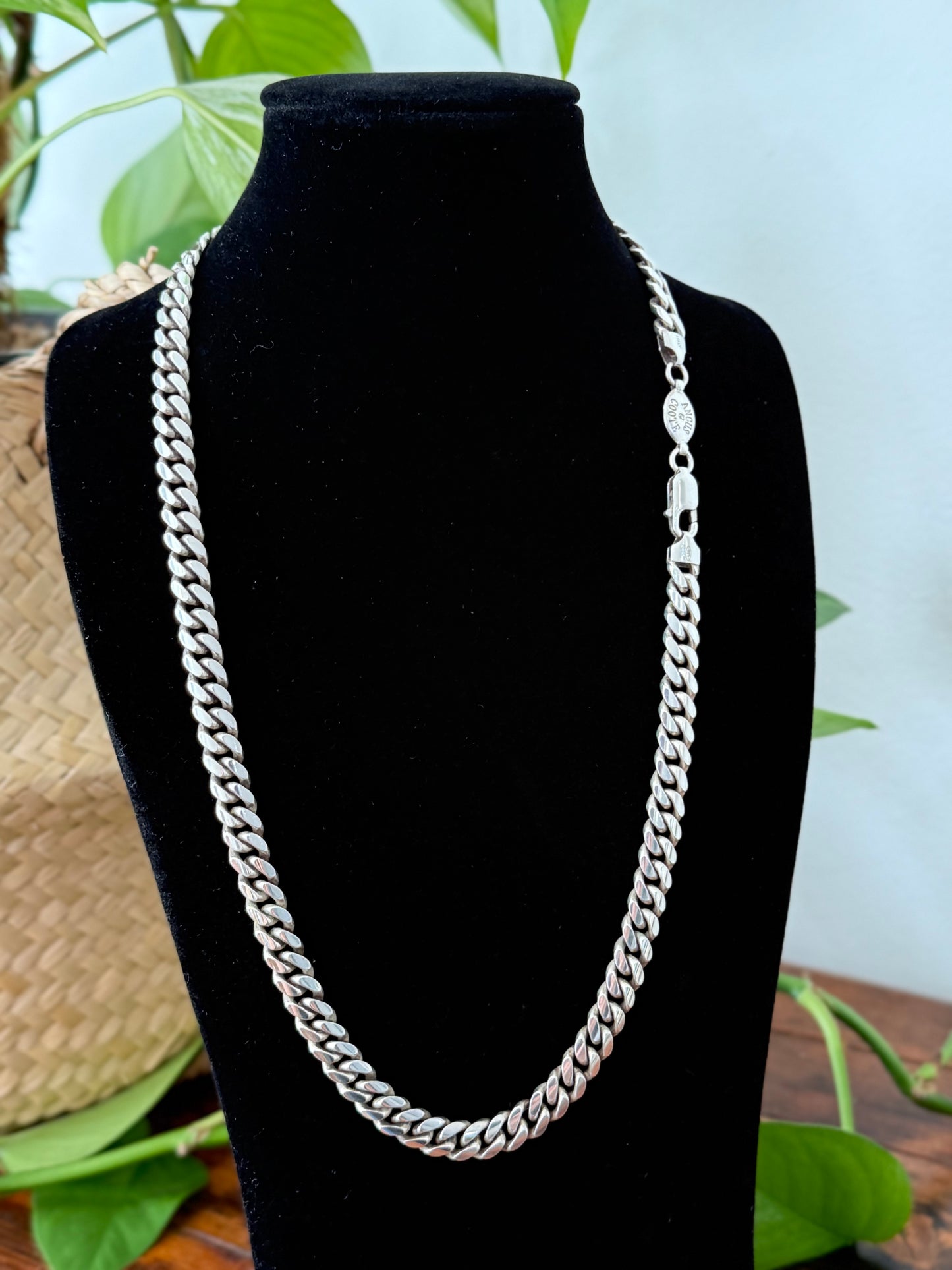 1950s Heavy Sterling Silver Curb Link Necklace | Angus & Coote, Made in Italy