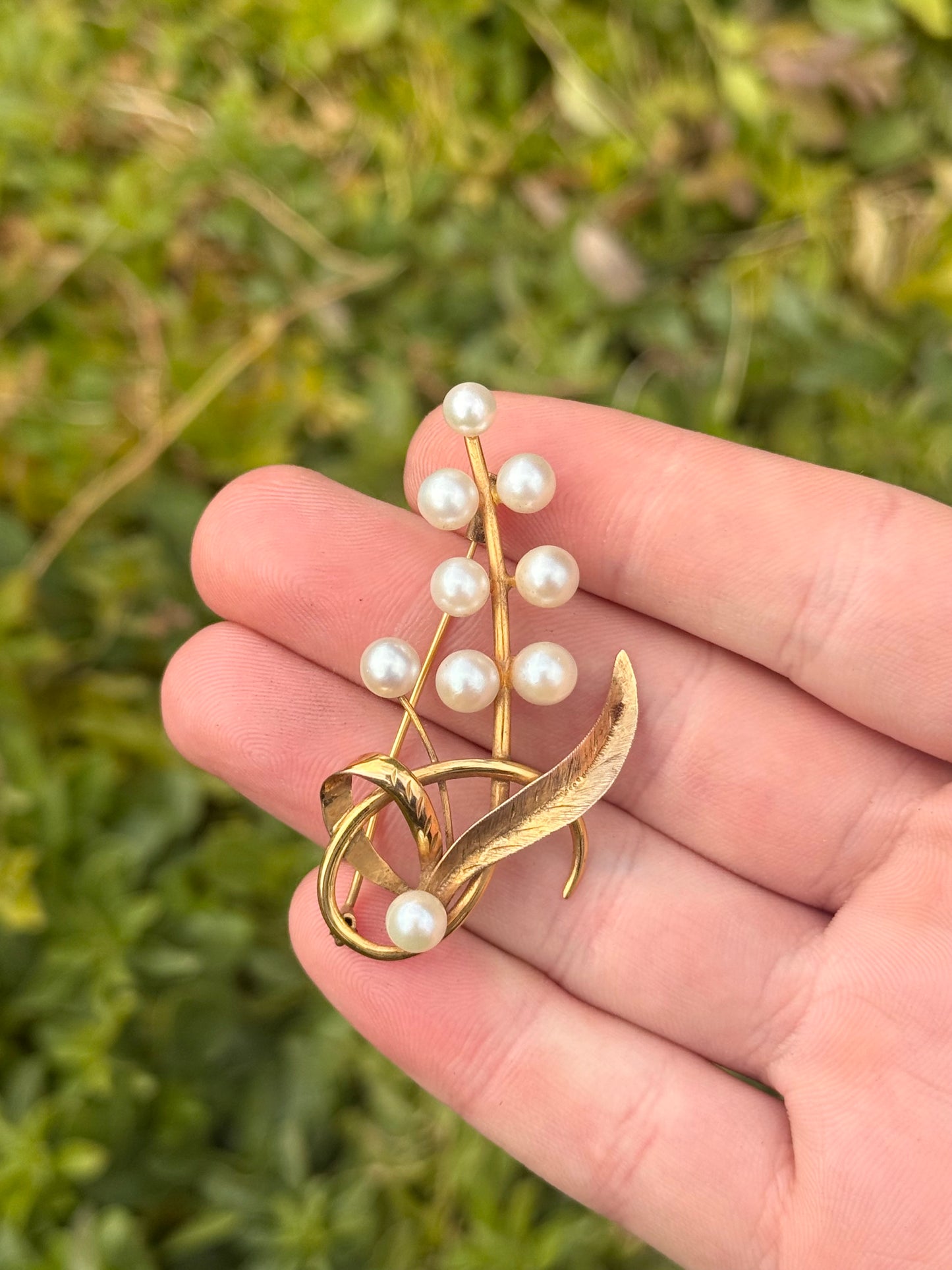 Akoya Pearl Spray Brooch 14ct Yellow Gold | Late 20th Century
