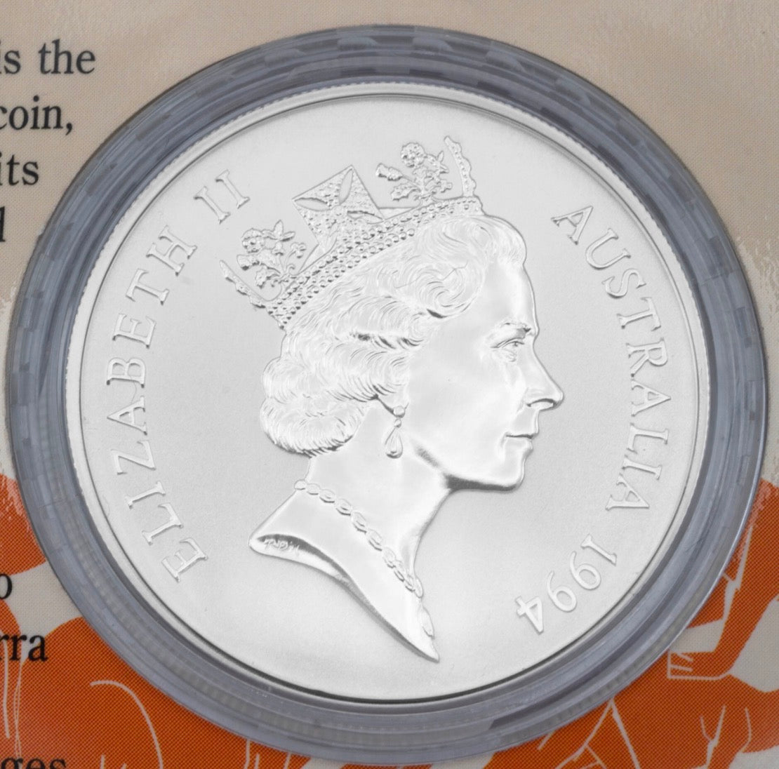 1994 Royal Australian Mint 1oz Silver Kangaroo Coin on Card