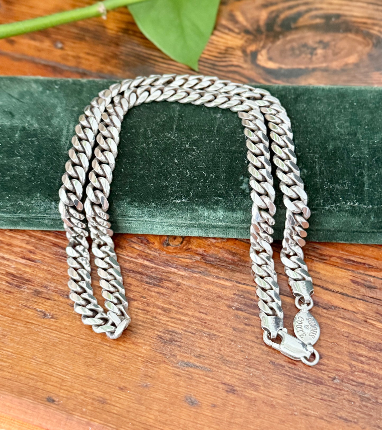 1950s Heavy Sterling Silver Curb Link Necklace | Angus & Coote, Made in Italy