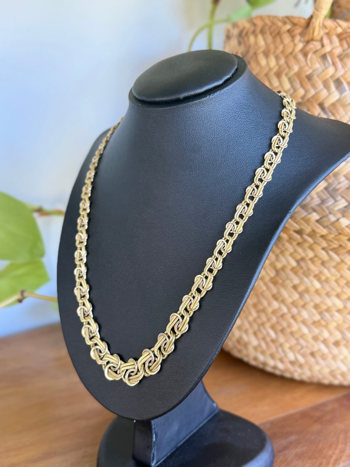 Elegant 18ct Two-Tone Gold Italian Necklace – L’indiána Fancy Link Design