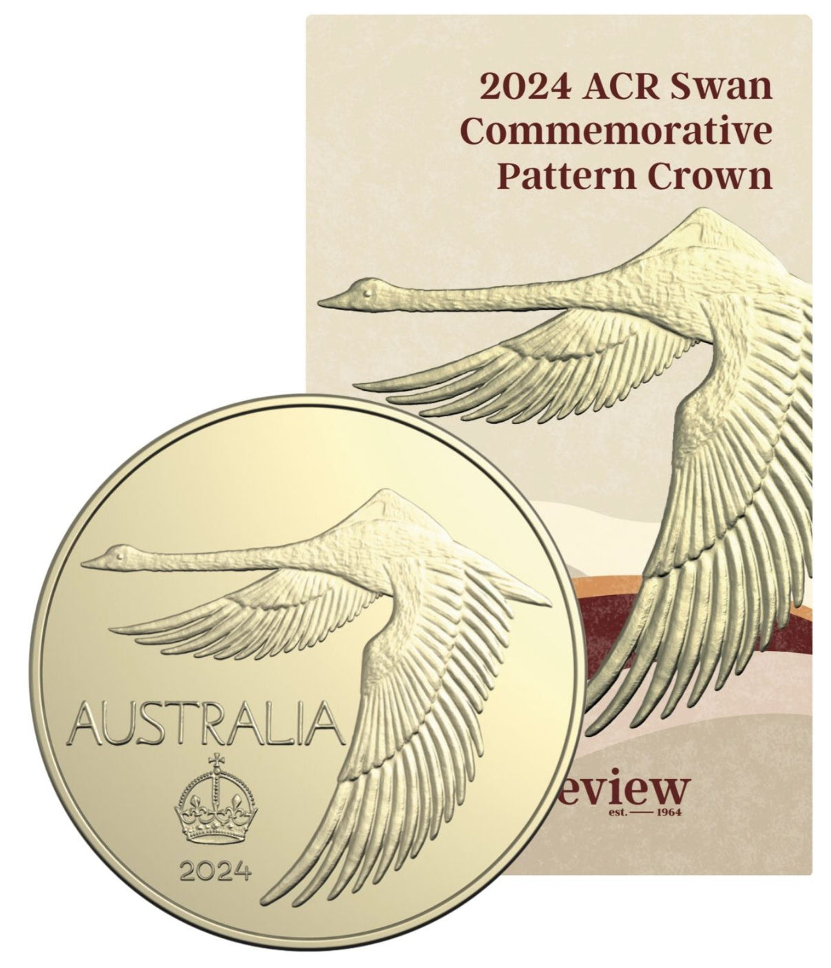 2024 Australian Coin Review Commemorative Pattern Crown Token Uncirculated Coin on Card