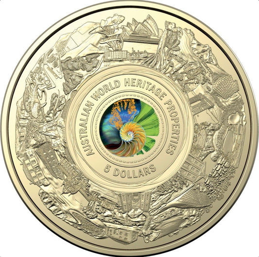 2023 Australian World Heritage Properties $5 Coloured Frosted Uncirculated Coin | AlBr | RAM