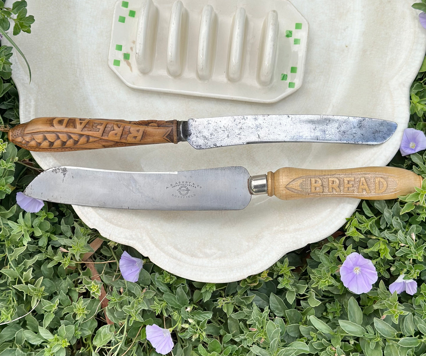 Antique Carved Bread Knives | Hand Carved Treen circa 1890’s