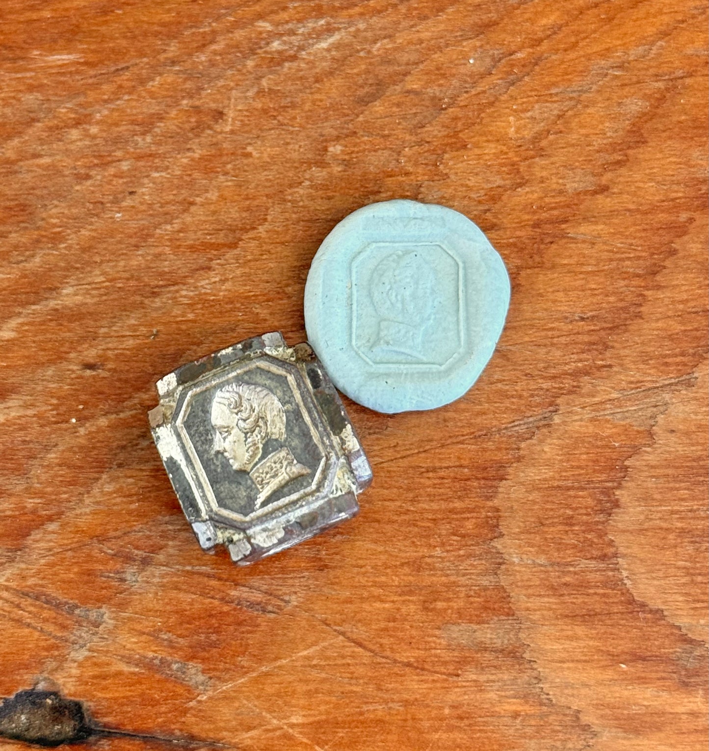 Antique Famous Faces Wax Seal | Brass Circa 1850