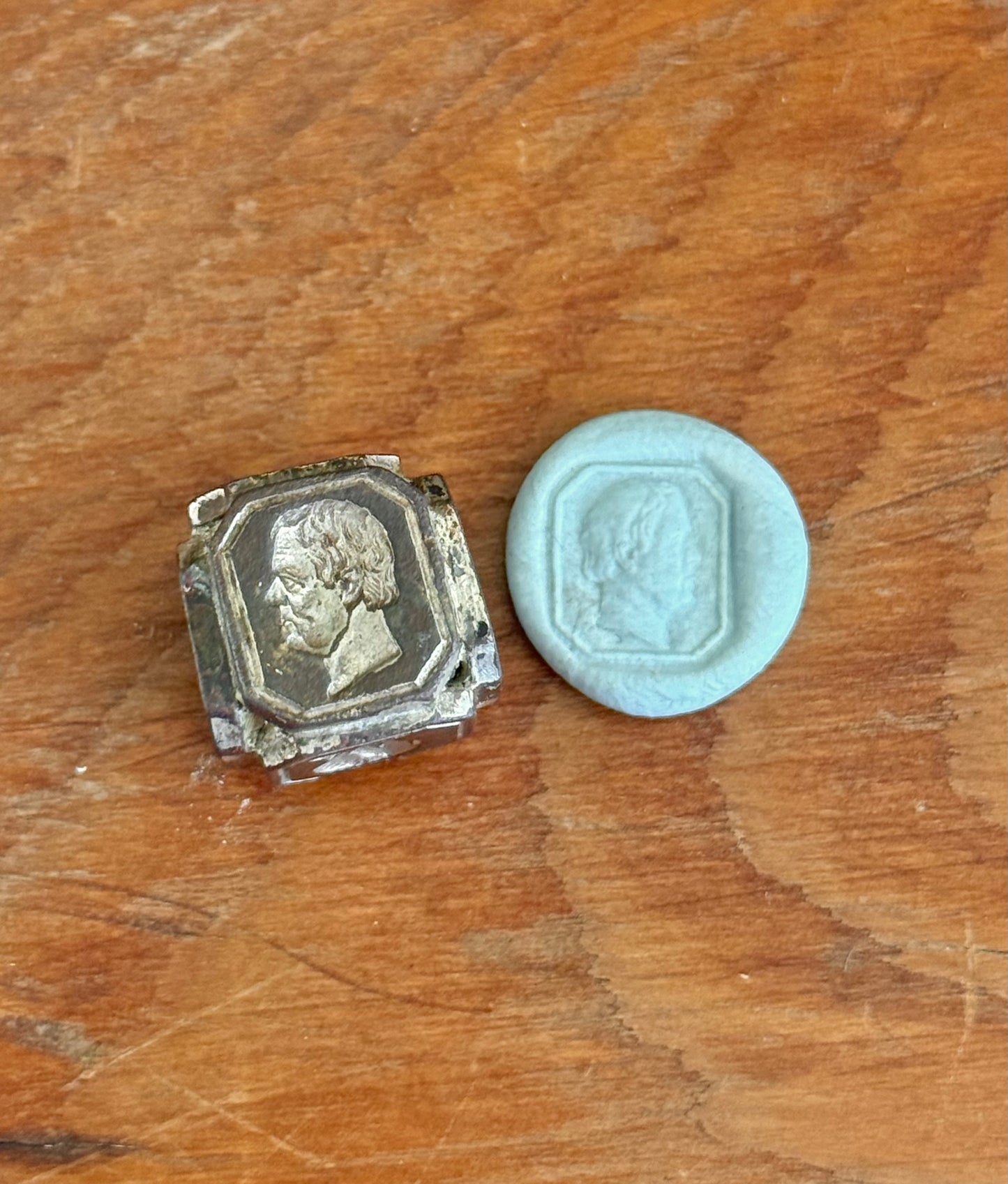 Antique Famous Faces Wax Seal | Brass Circa 1850