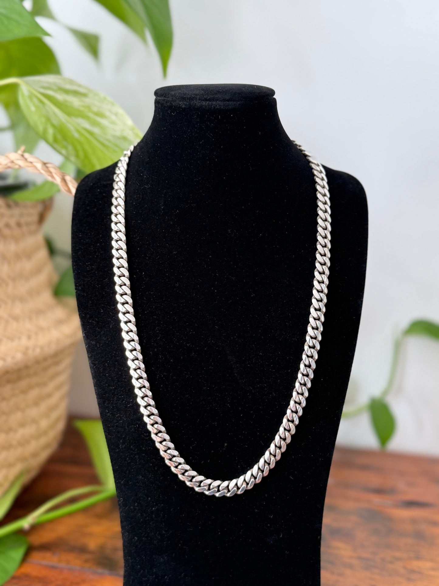 1950s Heavy Sterling Silver Curb Link Necklace | Angus & Coote, Made in Italy