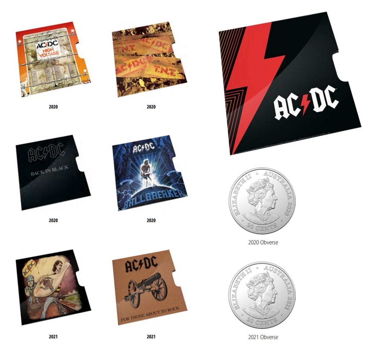 2020–2021 AC/DC Volume 1 Seven-Coin Coloured 20c Collection