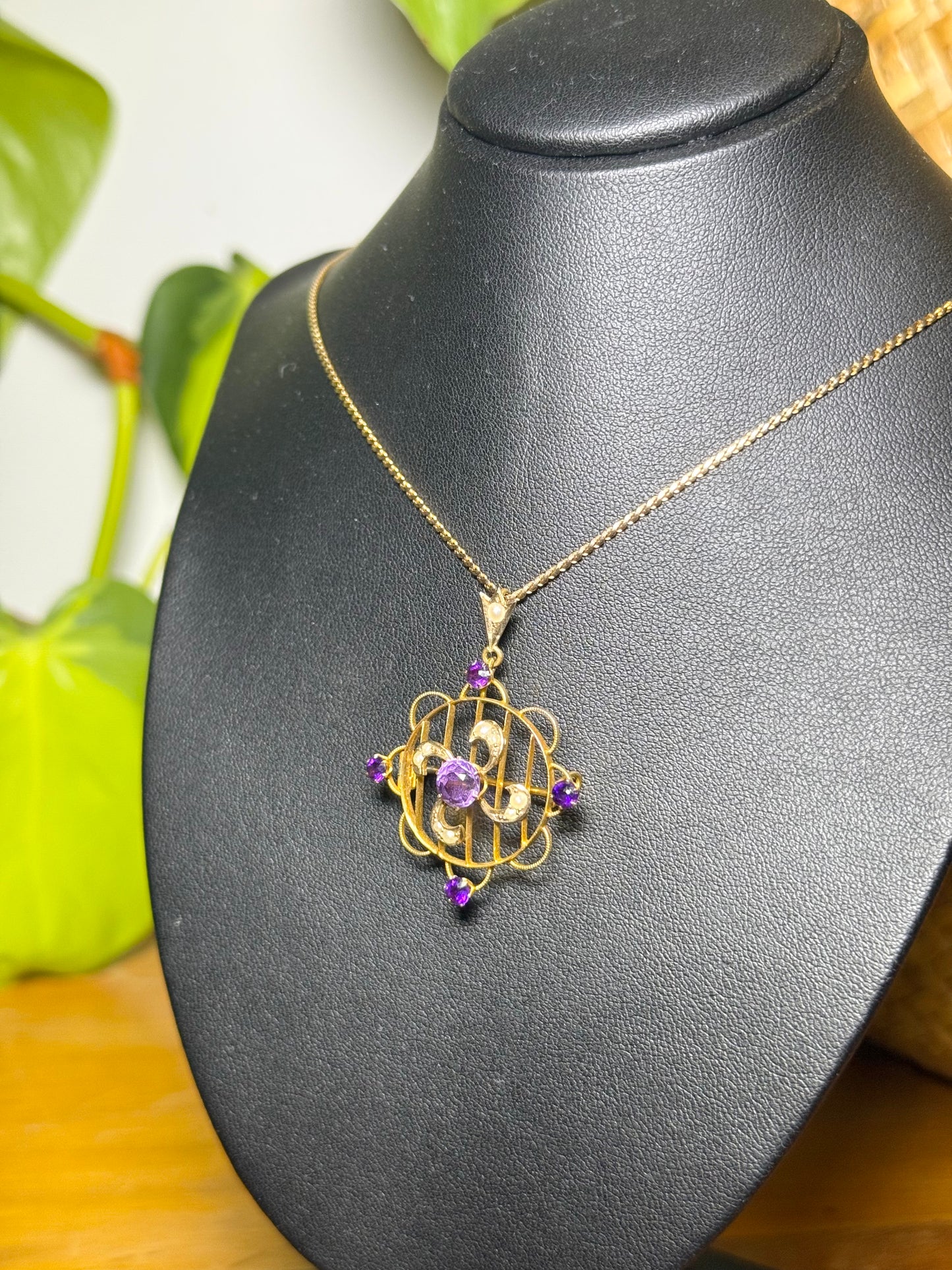 Amethyst and Seed Pearl Pendant, Brooch | Wills and Sons Australian 1900’s