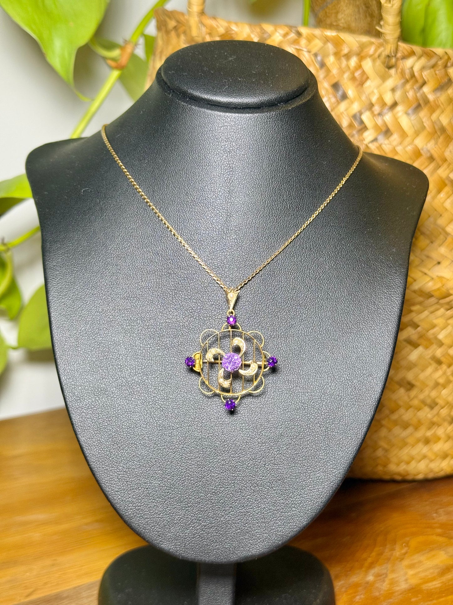 Amethyst and Seed Pearl Pendant, Brooch | Wills and Sons Australian 1900’s